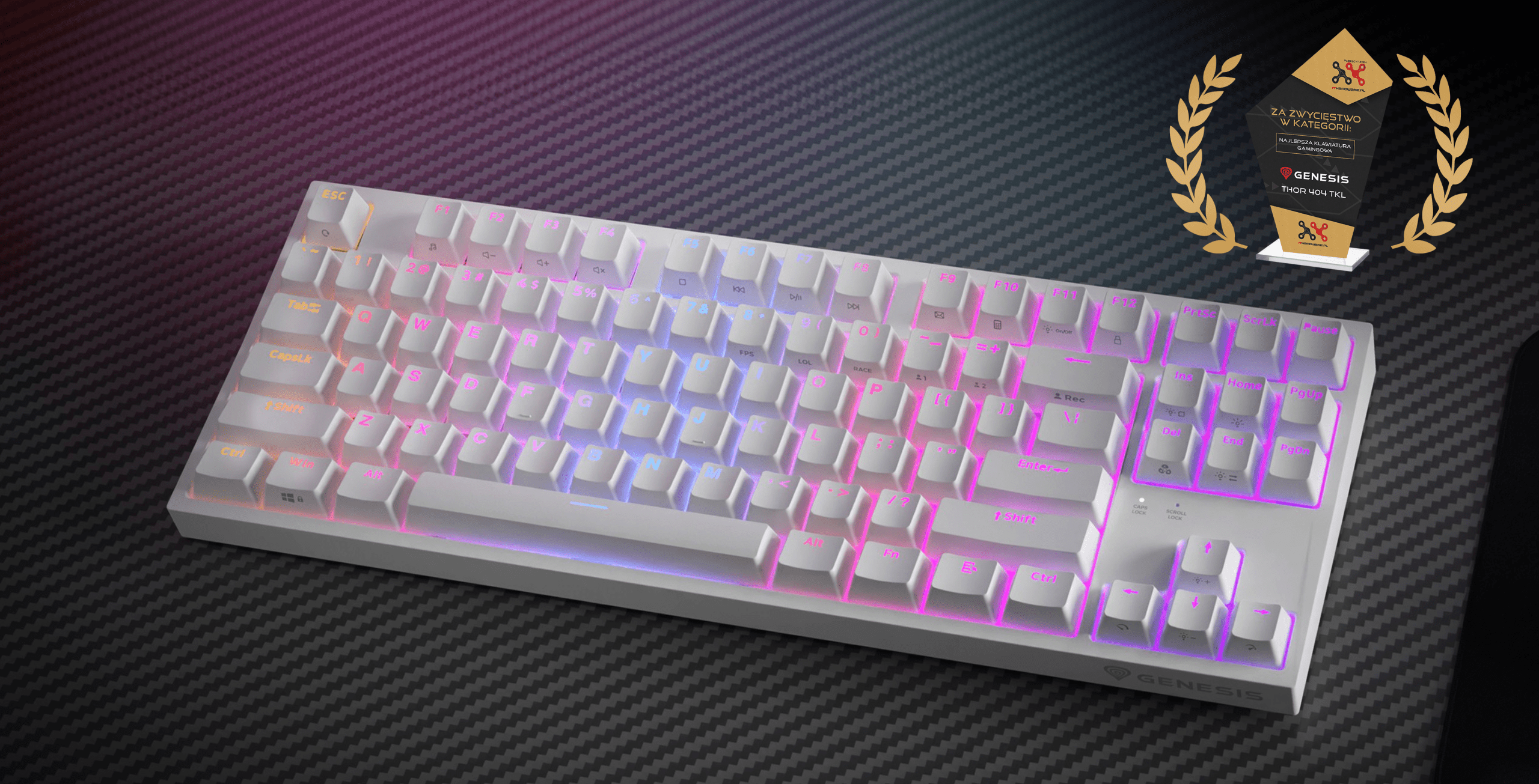 Genesis Thor 404 TKL Biały (Gateron Yellow Pro)