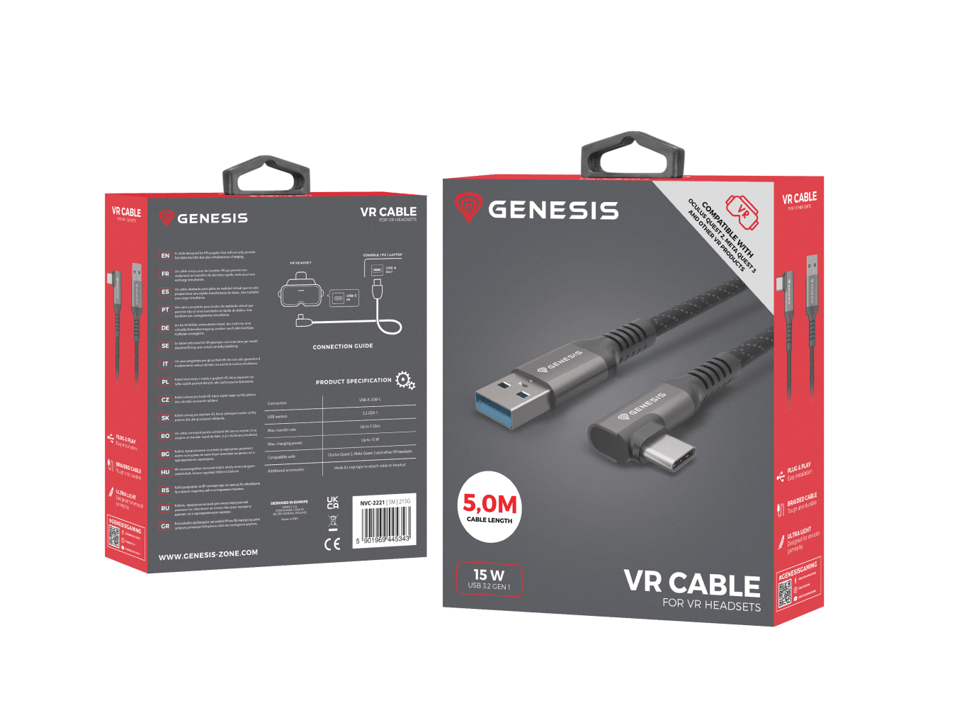 Genesis Kabel VR USB-C/USB-A M/M 5 m