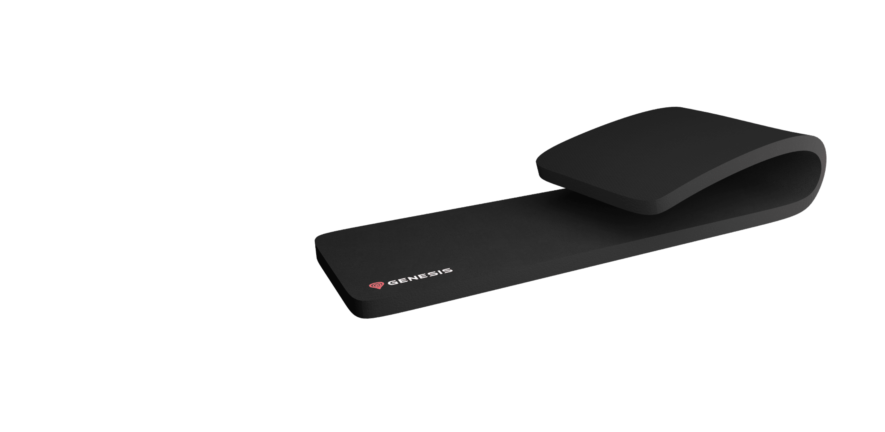 Czarna ergonomiczna podpórka pod nadgarstki od Genesis, o wymiarach 470x95x15 mm, o gładkiej, zakrzywionej konstrukcji