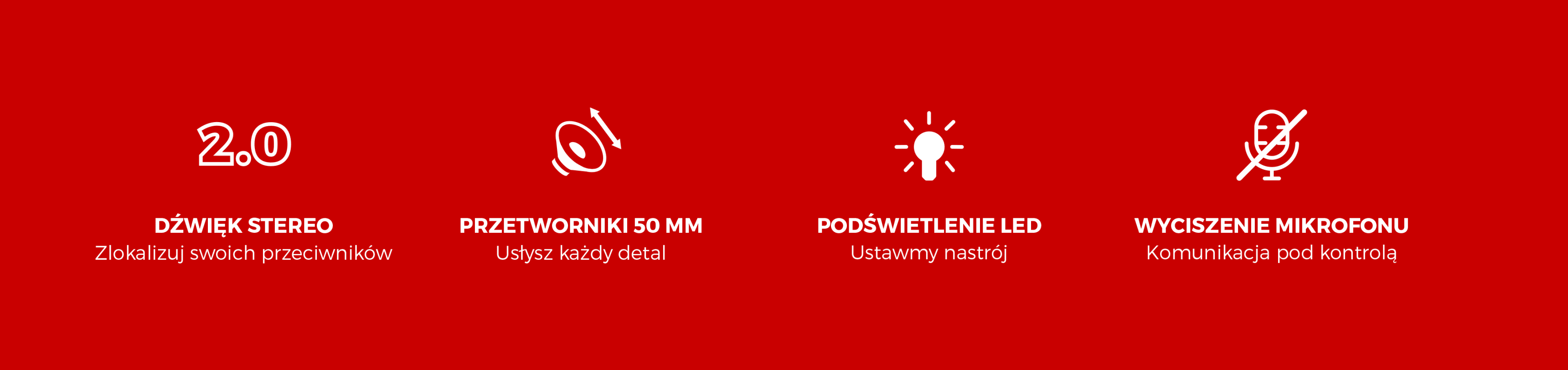Słuchawki z podświetleniem RGB i wbudowanym mikrofonem zapewniają wyraźną komunikację i wciągający dźwięk.