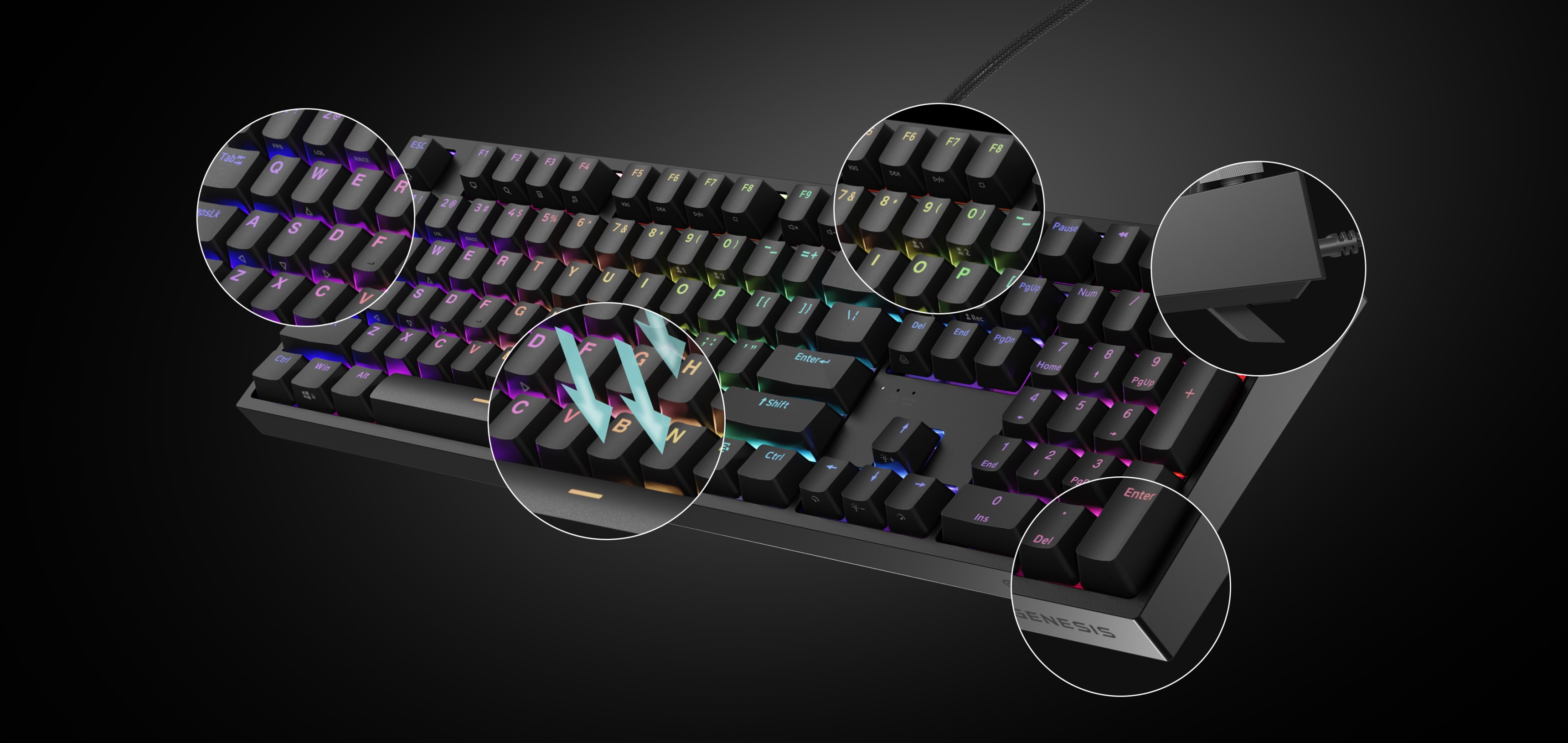 Mechaniczna klawiatura do gier z podświetleniem RGB, wyposażona w przełączniki Gateron Yellow Pro i podświetlane obszary klawiszy
