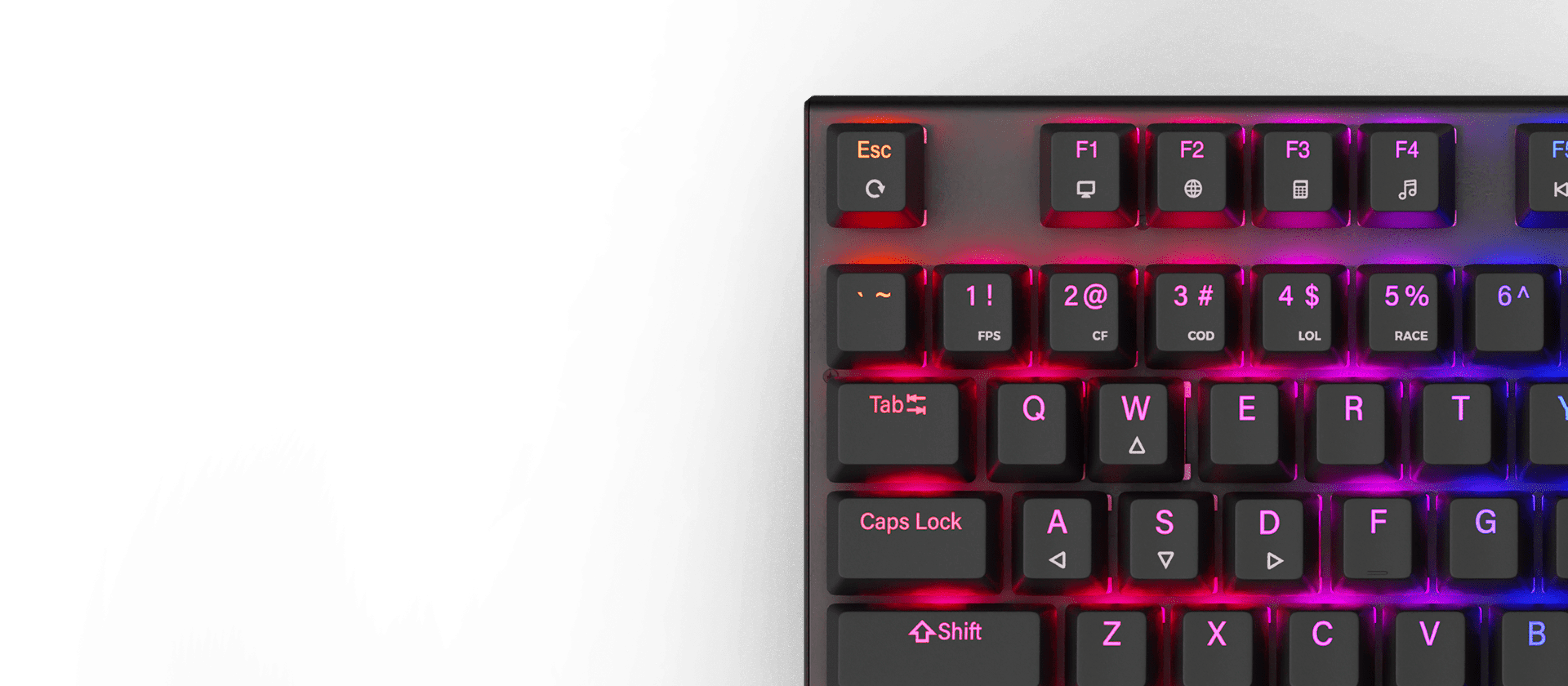 Klawiatura z podświetleniem RGB, mechanicznymi, cichymi przełącznikami, czarnymi klawiszami i konstrukcją TKL (tenkeyless).
