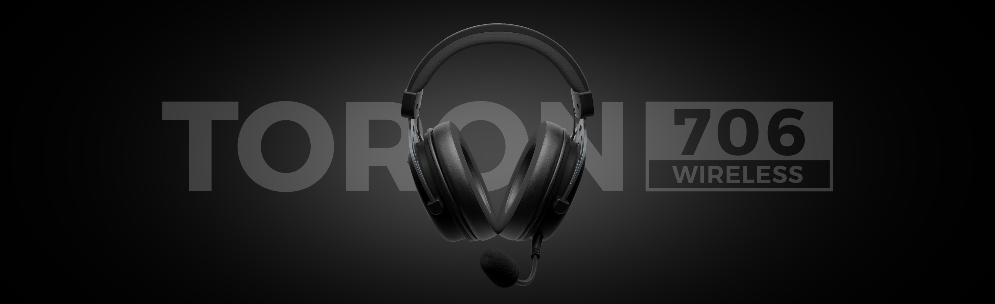 Czarny nauszny zestaw słuchawkowy z mikrofonem, model Toron 706 Wireless