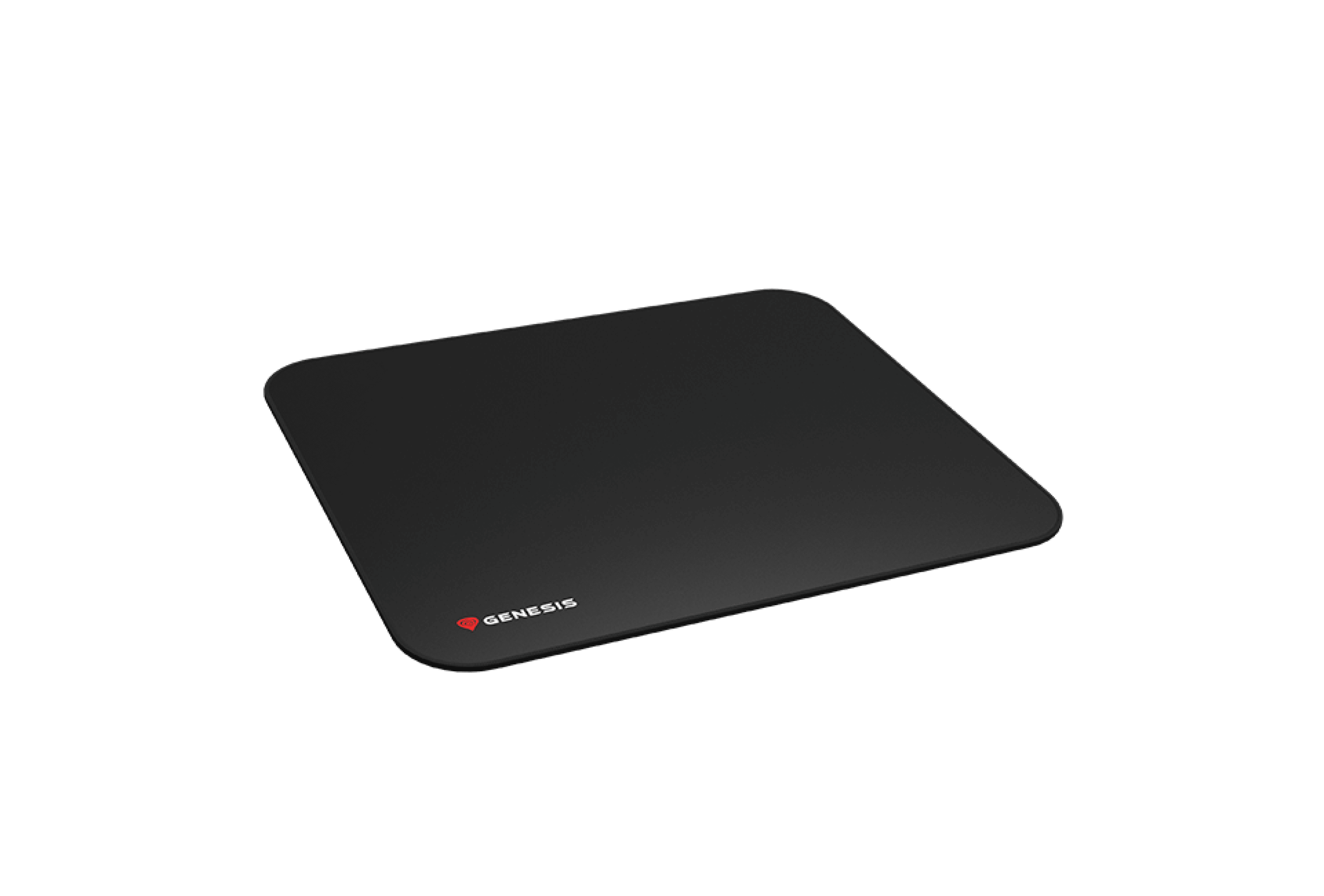 Czarna podkładka pod mysz dla graczy o eleganckim, minimalistycznym designie z logo Genesis. Wymiary to 250x210mm