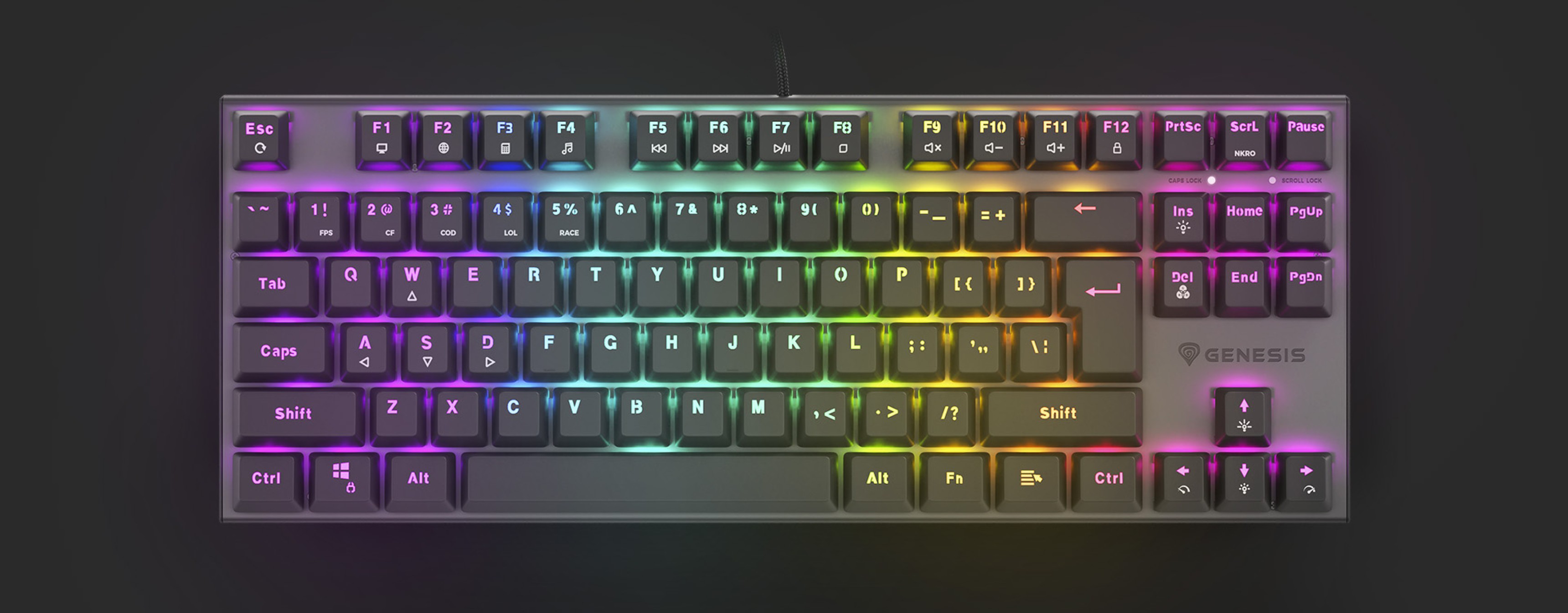 Kompaktowa mechaniczna klawiatura do gier z podświetleniem RGB i czerwonymi przełącznikami z możliwością wymiany podczas pracy