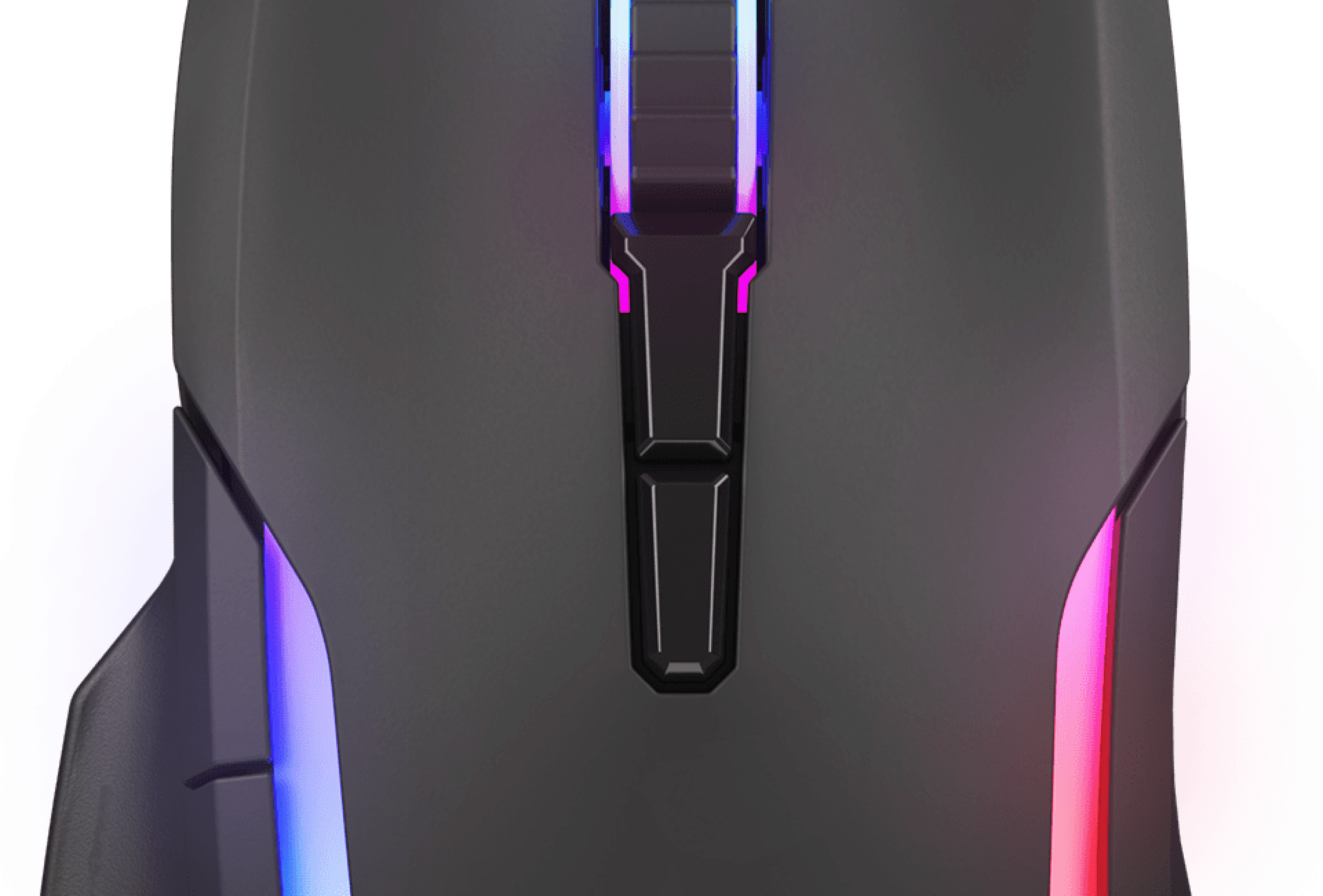 Czarna mysz do gier z podświetleniem RGB, charakteryzująca się eleganckim wyglądem i cichym mechanizmem klikania, idealna dla graczy