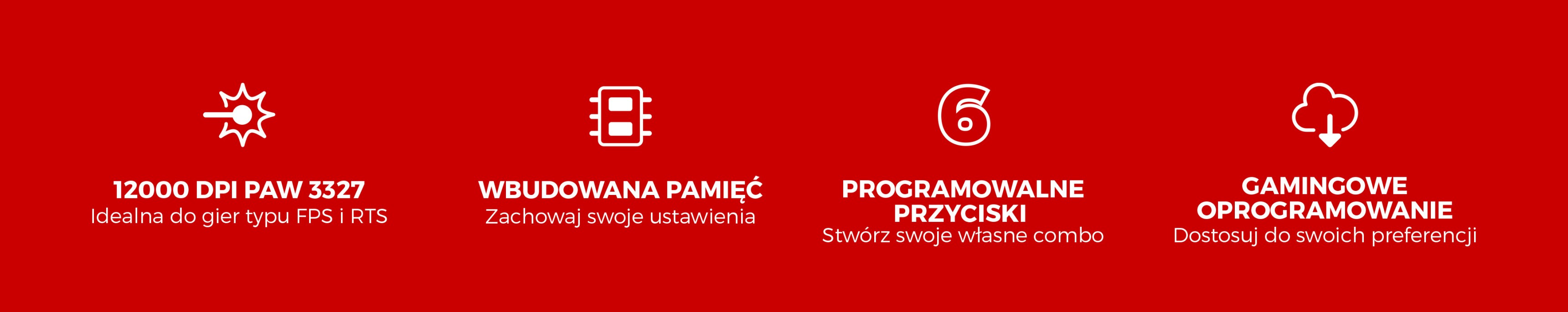 Czarna mysz gamingowa Genesis Krypton 660 z 12000 DPI, podświetleniem RGB, programowalnymi przyciskami i wbudowaną pamięcią