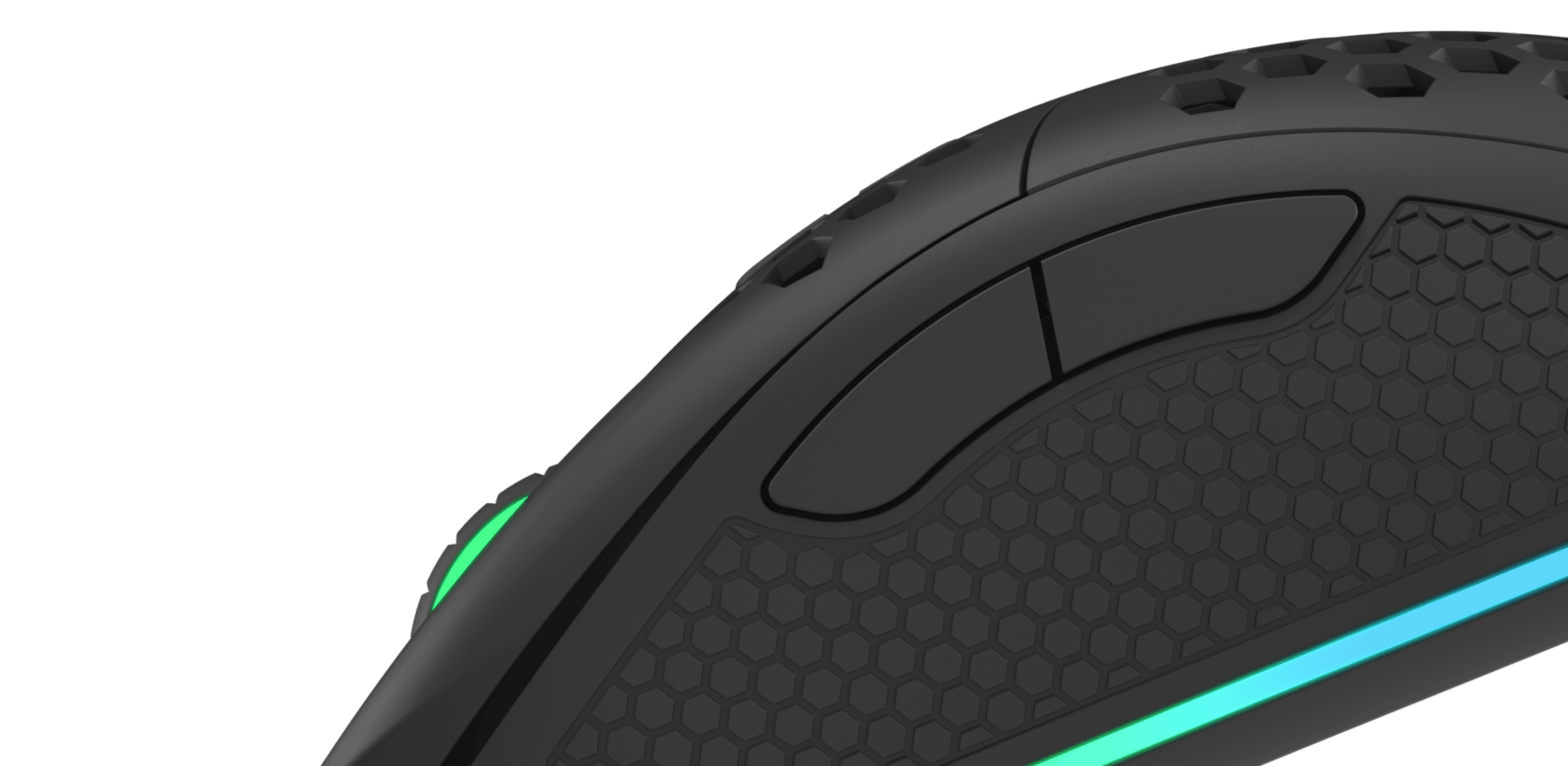 Zbliżenie myszy do gier Genesis Krypton 550 z podświetleniem RGB, teksturowanym uchwytem i programowalnymi przyciskami
