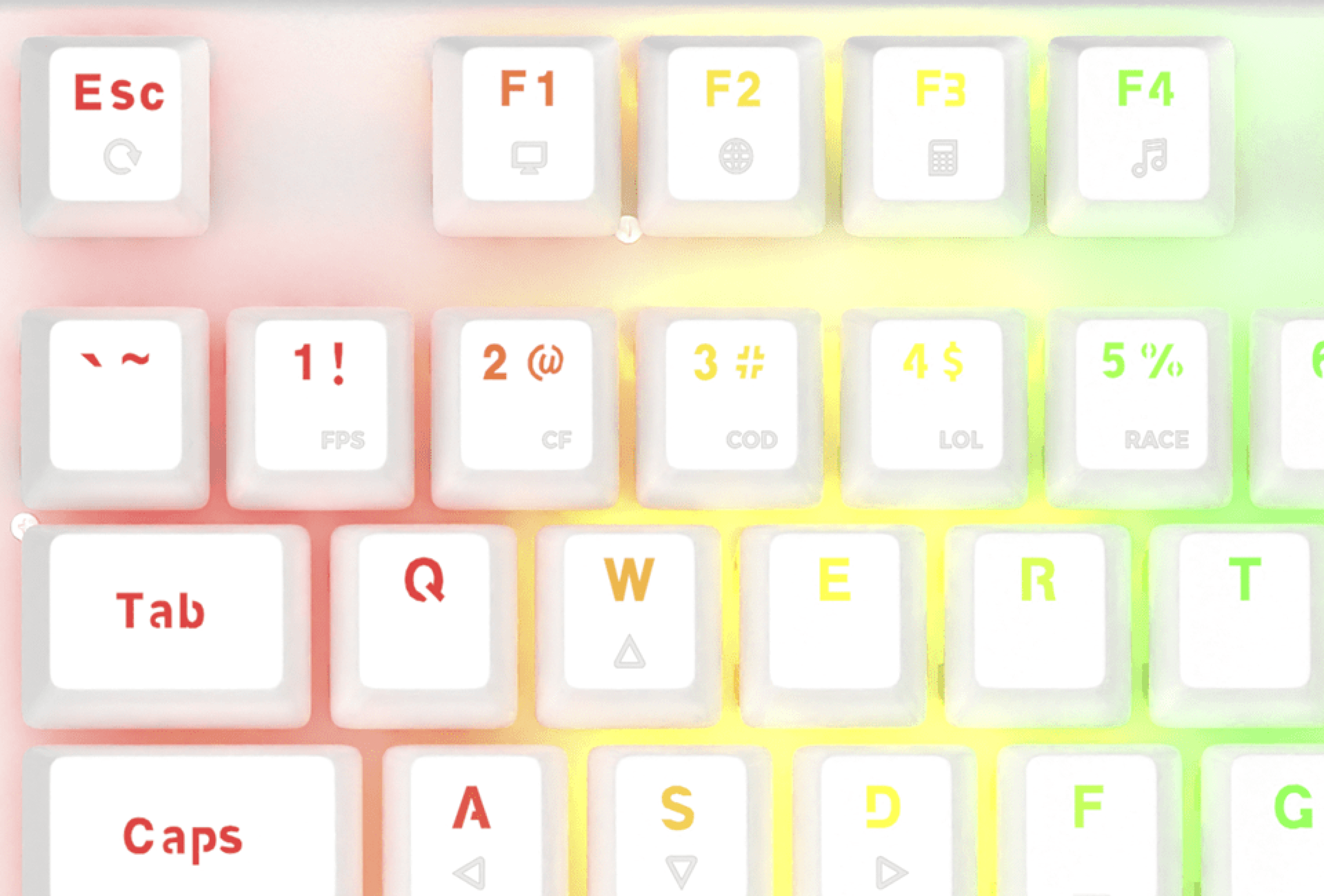 Podświetlana klawiatura mechaniczna RGB z brązowymi przełącznikami i układem TKL, z oznaczonymi klawiszami do gier
