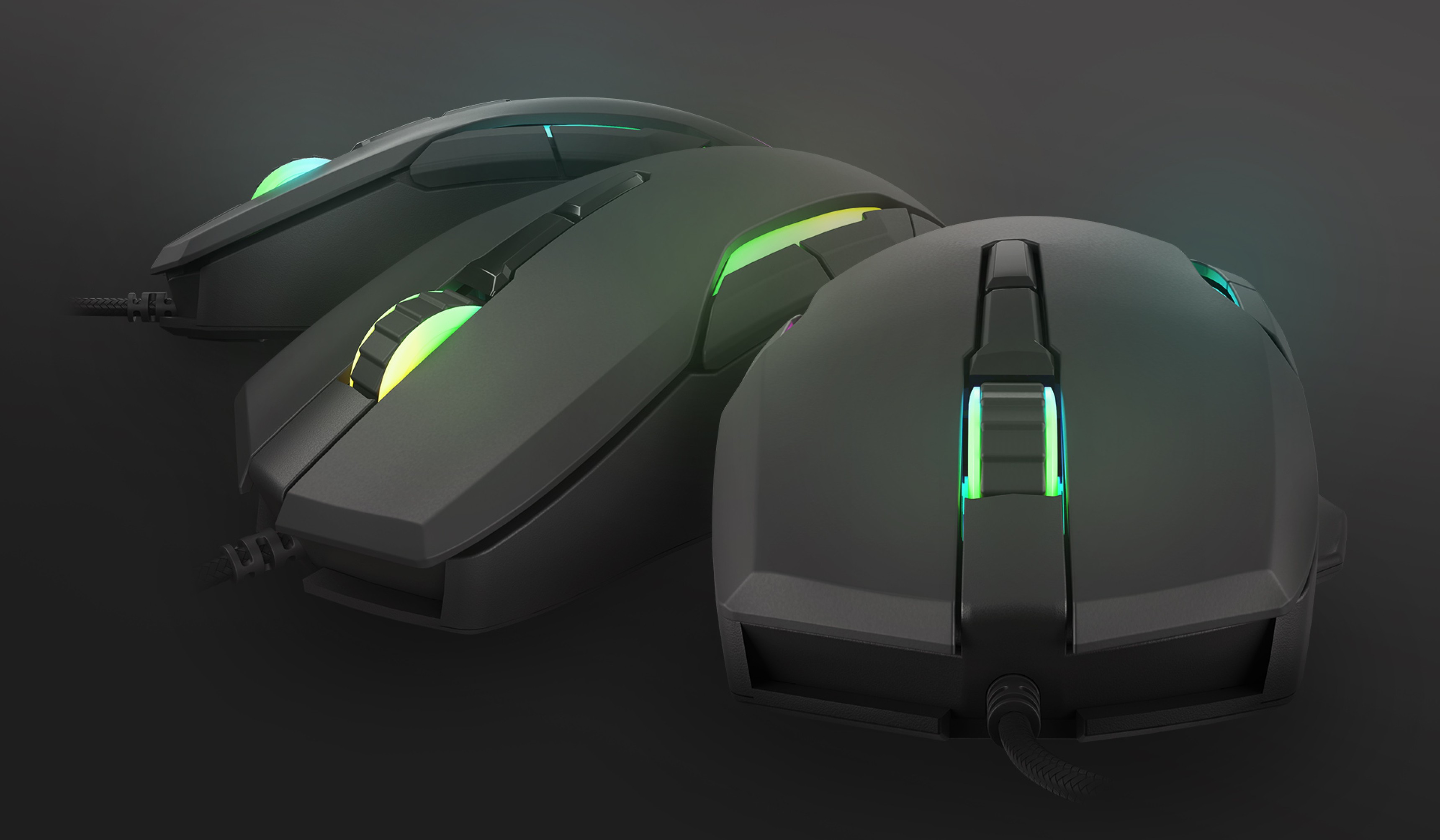 Czarna mysz do gier Genesis Xenon 220 z podświetleniem RGB, cichymi kliknięciami i DPI 12800, pokazana pod kątem