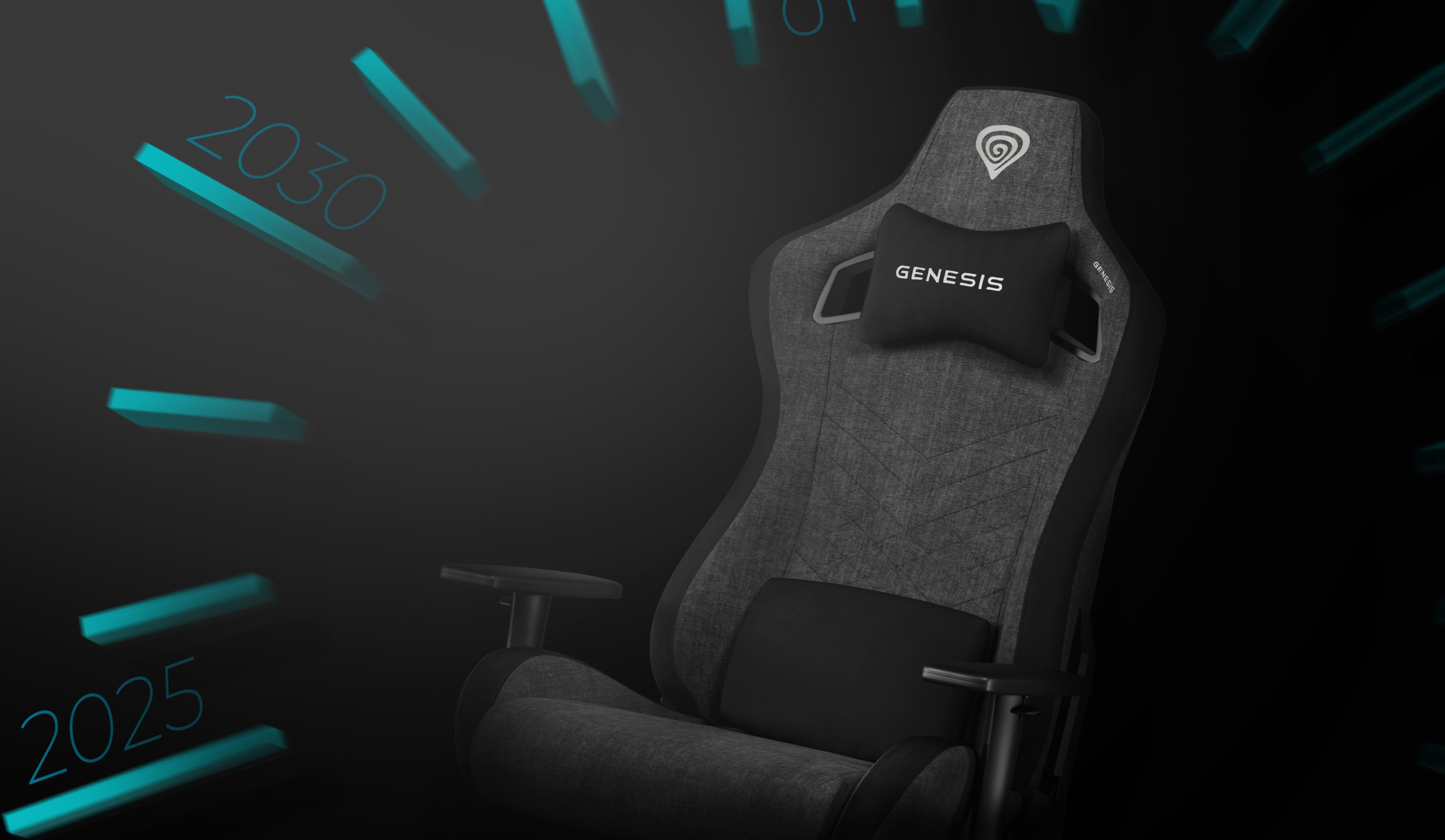 Szary fotel gamingowy Genesis Nitro 660 o ergonomicznej konstrukcji z poduszką w zagłówku