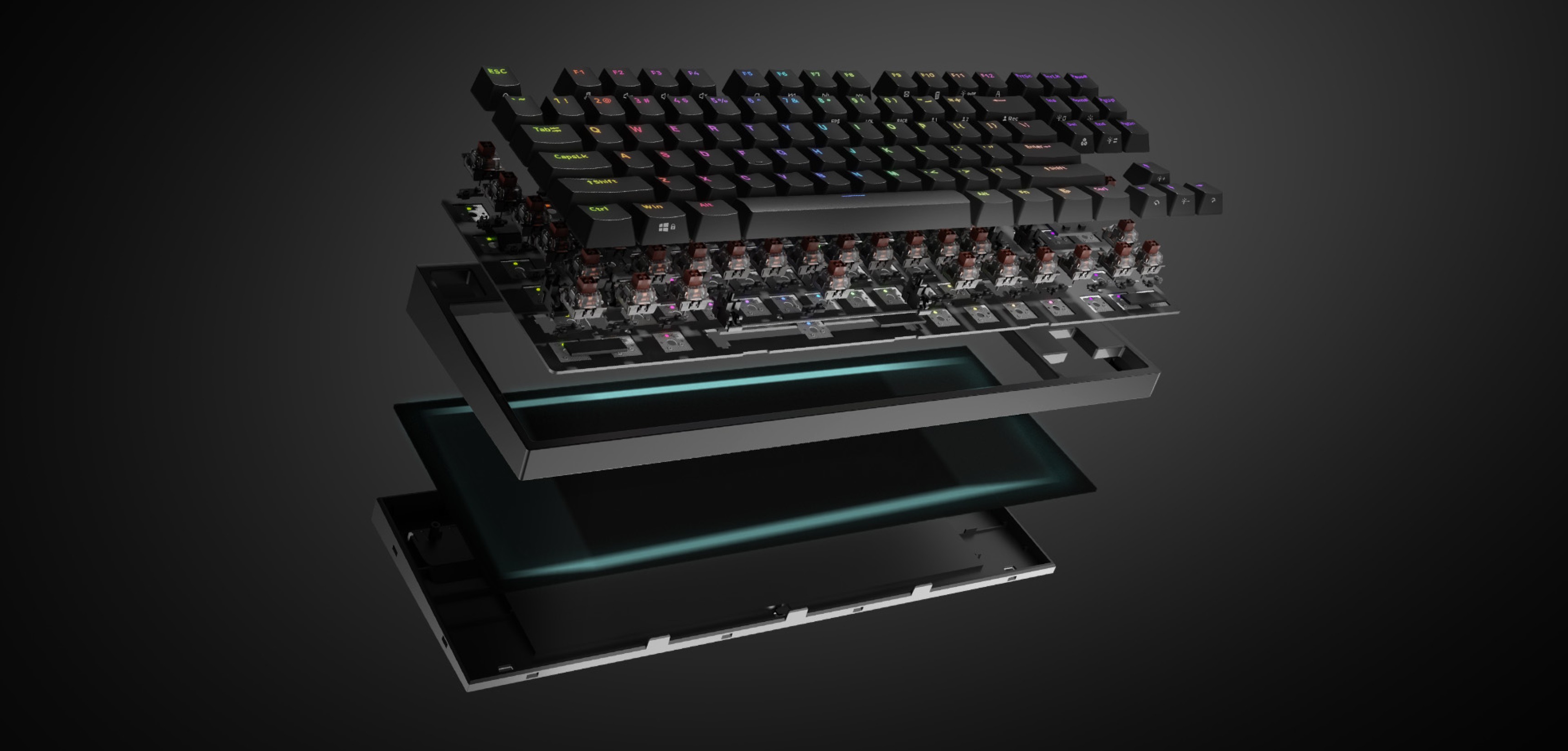 Widok klawiatury do gier Genesis Thor 404 TKL z podświetleniem RGB i przełącznikami mechanicznymi Kailh Box Brown