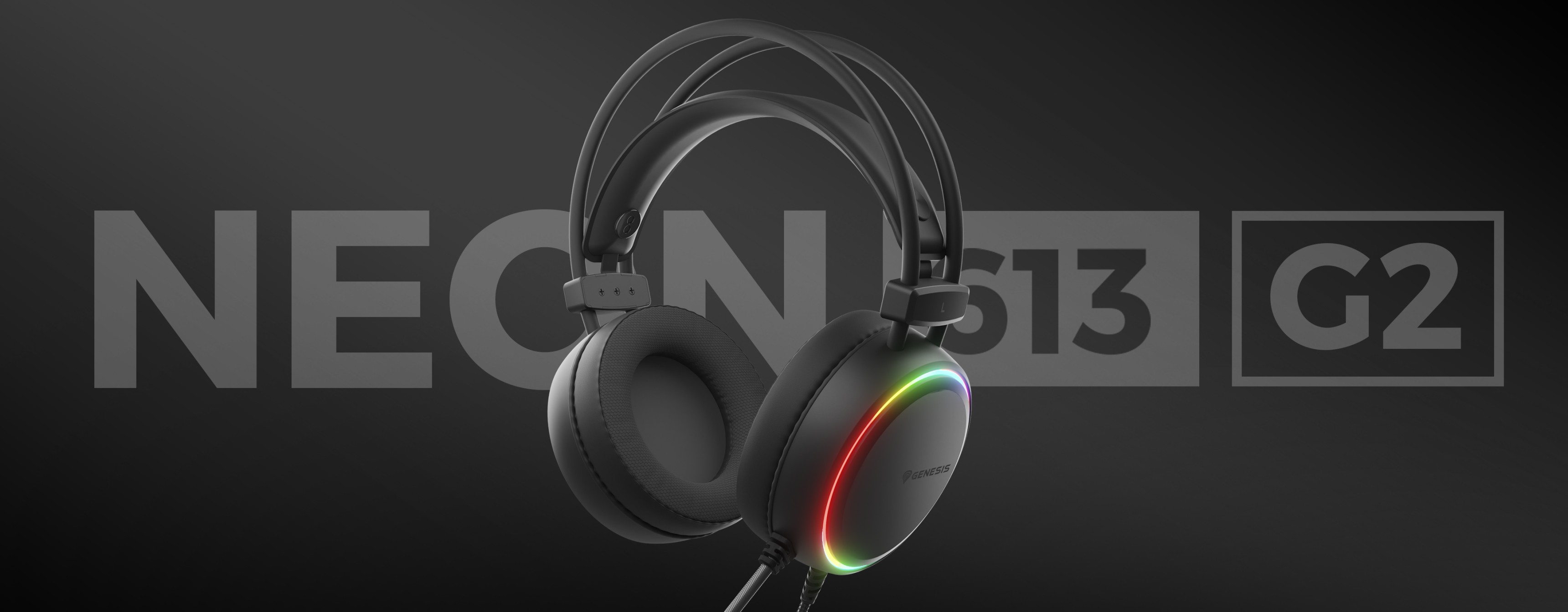 Czarne słuchawki Genesis Neon 613 G2 RGB z mikrofonem i wielokolorowym podświetleniem LED