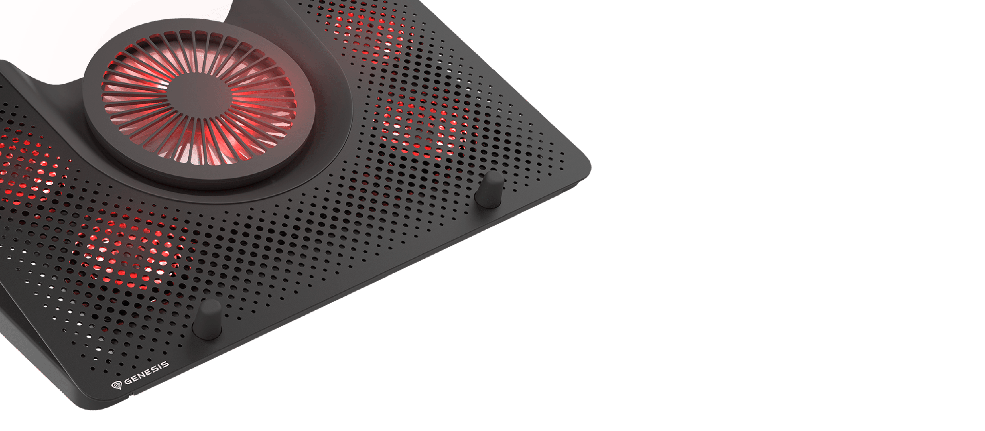 Podkładka chłodząca pod laptopa Genesis OXID 550 z pięcioma wentylatorami, czerwonym podświetleniem LED i jednym portem USB, kompatybilna z laptopami 15,6-17,3".