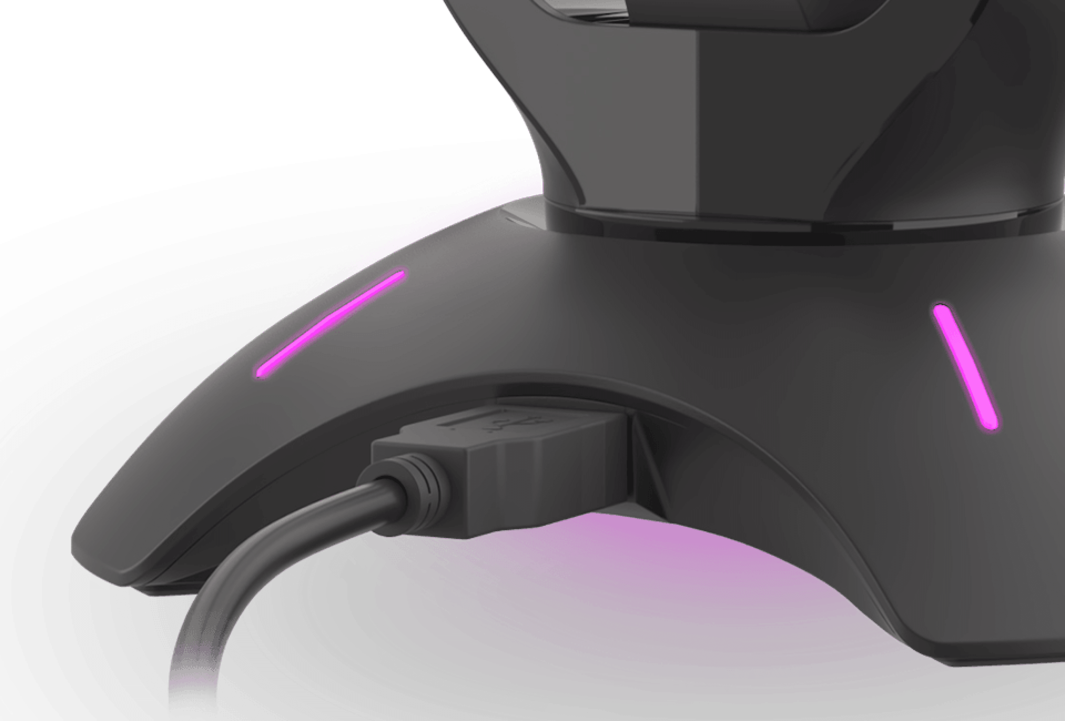 Mysz przewodowa z funkcją koncentratora USB i oświetleniem RGB na podstawie, z portem połączeniowym i podświetlanymi krawędziami.