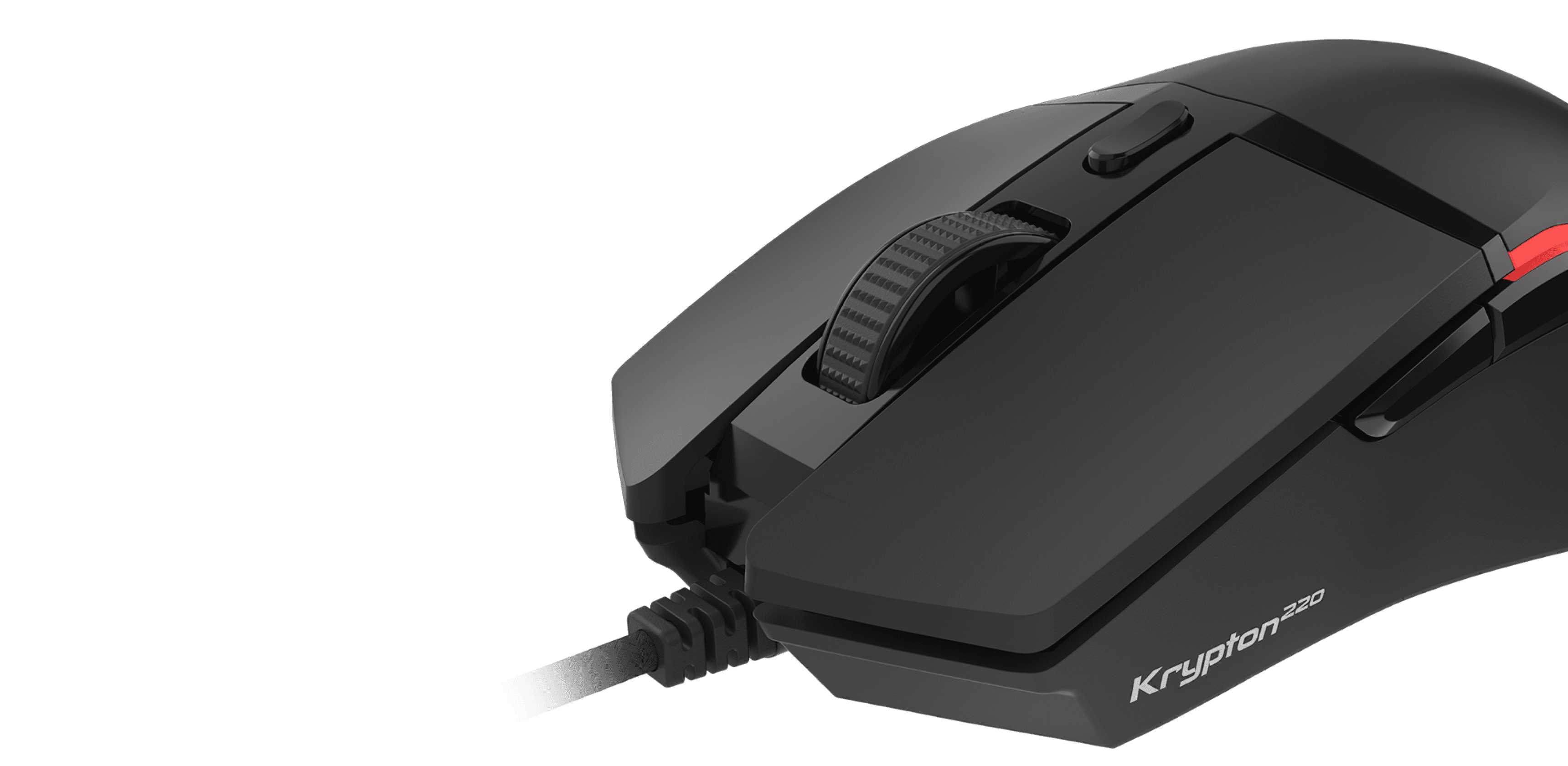 Czarna mysz gamingowa Genesis Krypton 220 z podświetleniem RGB i DPI do 6400, wyposażona w konfigurowalne przyciski