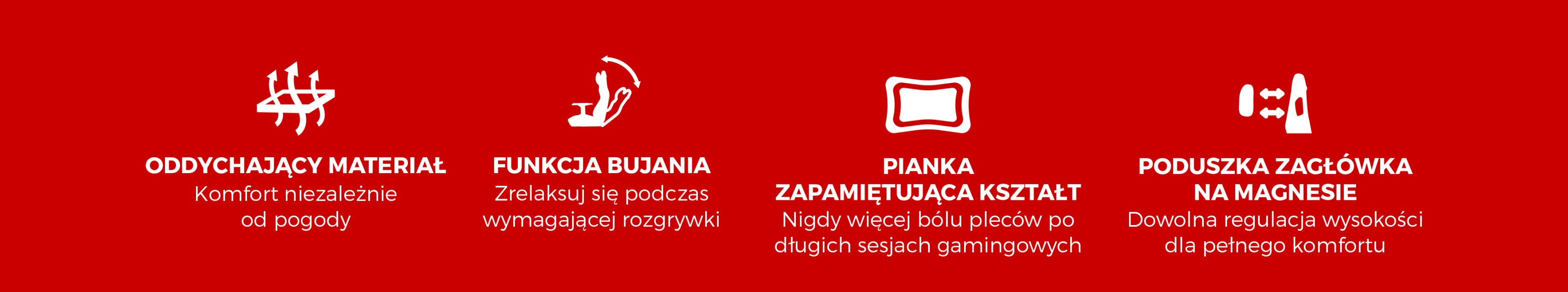 Cechy fotela gamingowego Genesis Nitro 660: oddychający materiał, funkcja odchylania, pianka zachowująca kształt i zwiększający komfort zagłówek