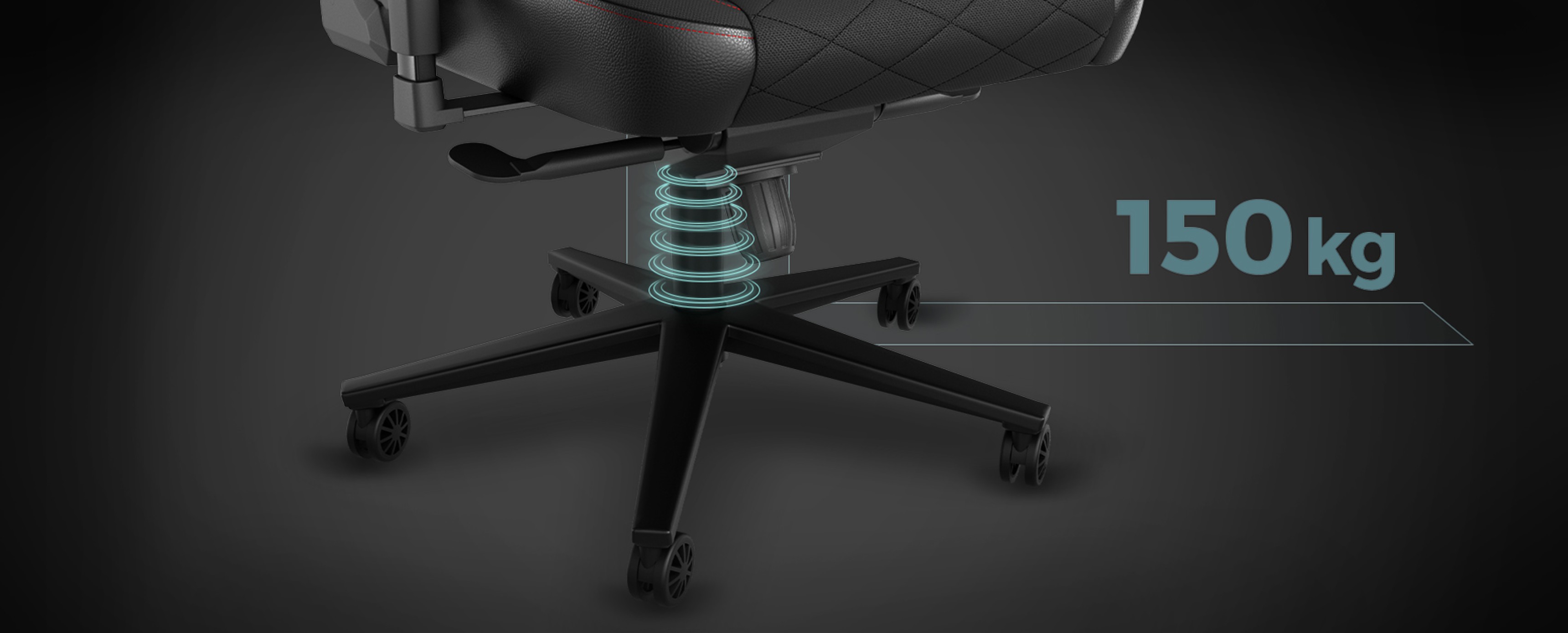 Fotel gamingowy Genesis Nitro 890 G2 w kolorze czarnym, wyposażony w solidną podstawę o nośności 150 kg i mechanizm sprężynowy.