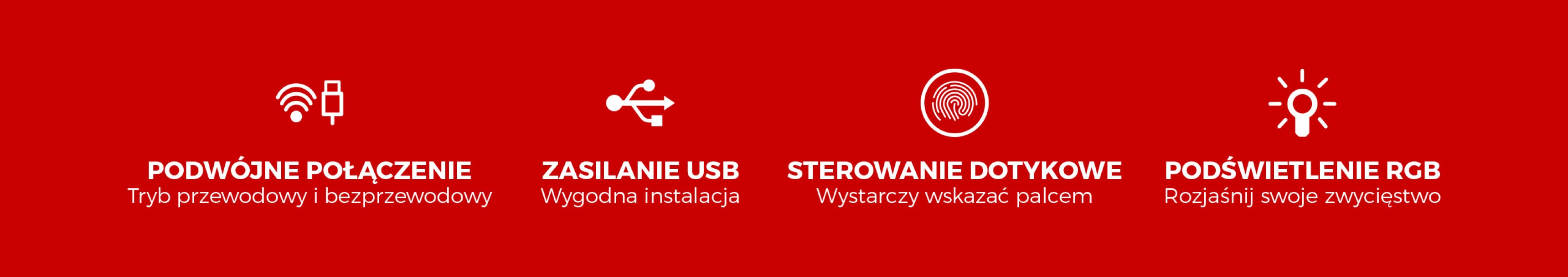 Cechy SOUNDBAR GENESIS HELIUM 312BT: podwójne połączenie, zasilanie USB, sterowanie dotykowe i podświetlenie RGB