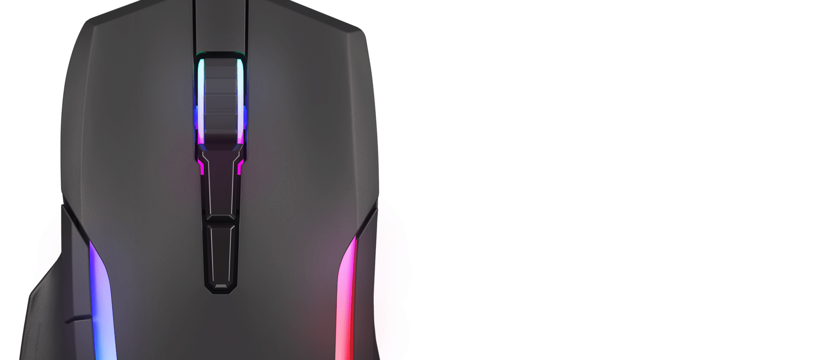Czarna mysz do gier z podświetleniem RGB i funkcją cichego kliknięcia, zaprojektowana z myślą o wysokiej precyzji i czułości 12800 DPI