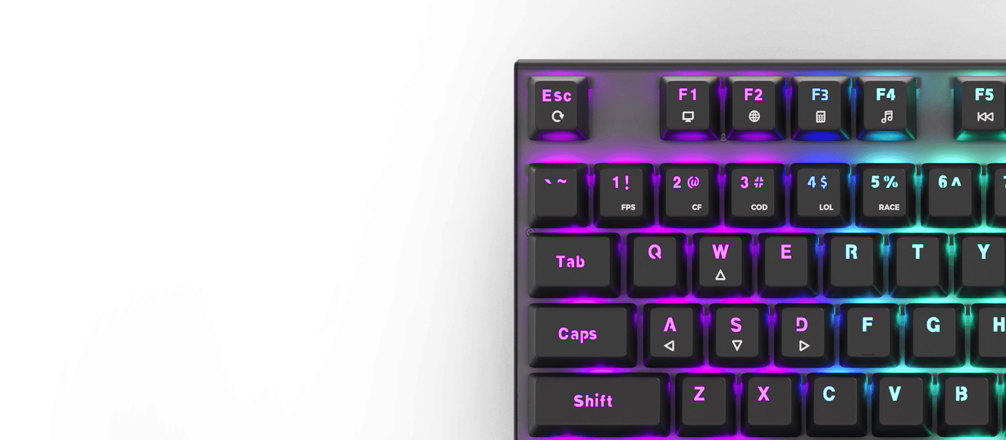 Klawiatura gamingowa z podświetleniem RGB i mechanicznymi przełącznikami w kolorze czerwonym oraz kompaktowym układem TKL