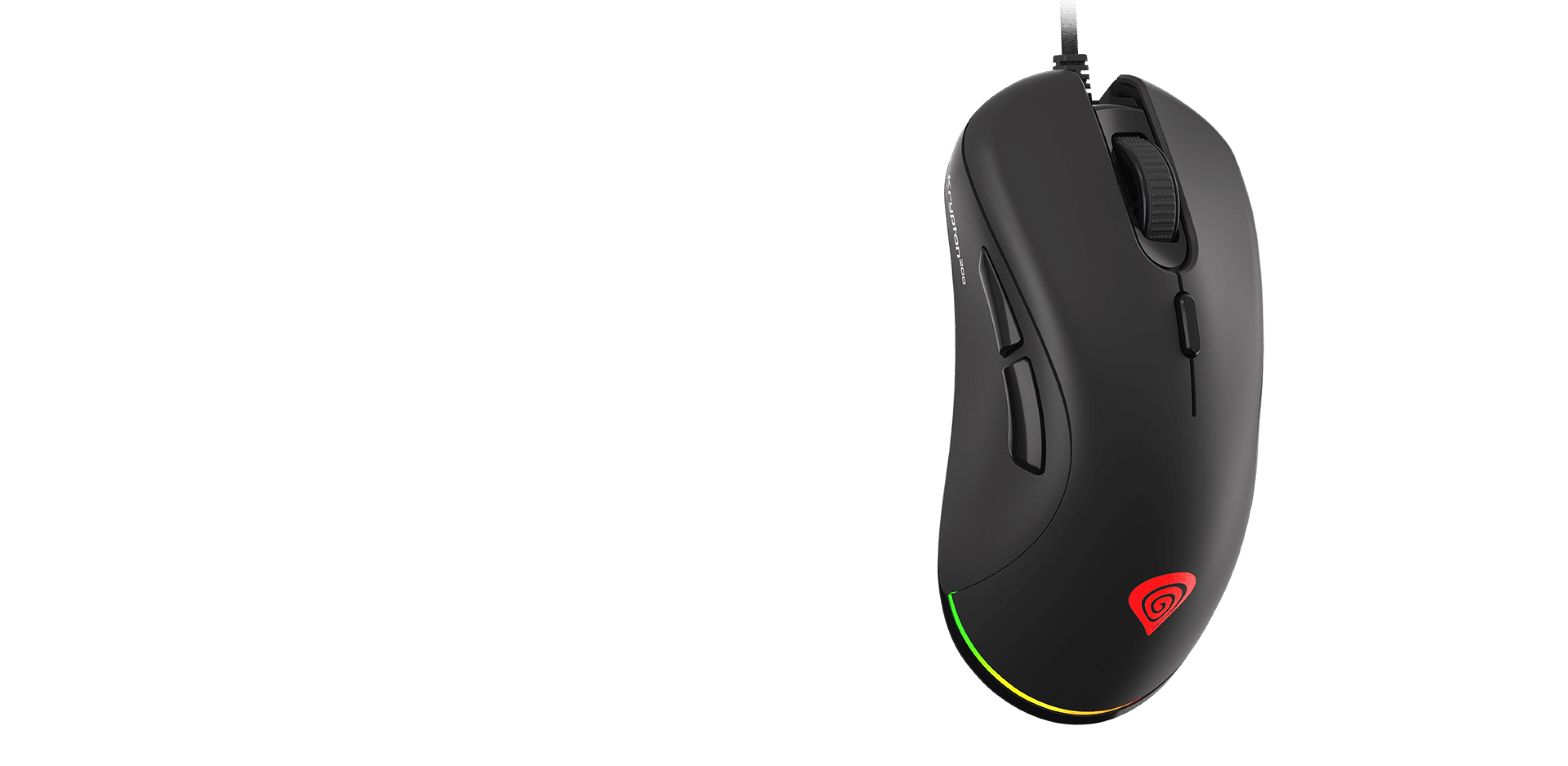 Czarna mysz gamingowa Genesis Krypton 200 z 6400 DPI, cichym kliknięciem i konfigurowalnym oprogramowaniem
