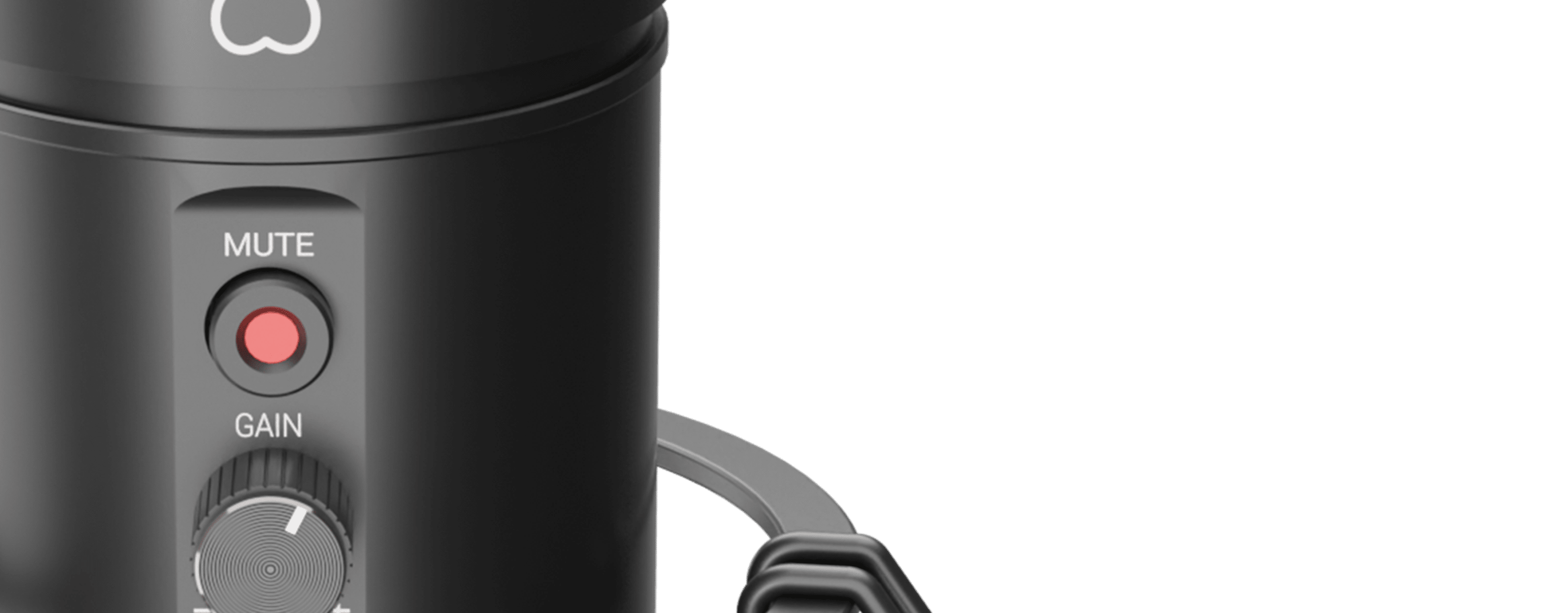 Mikrofon USB z pokrętłem regulacji wzmocnienia i przyciskiem wyciszenia, w eleganckiej czarnej obudowie