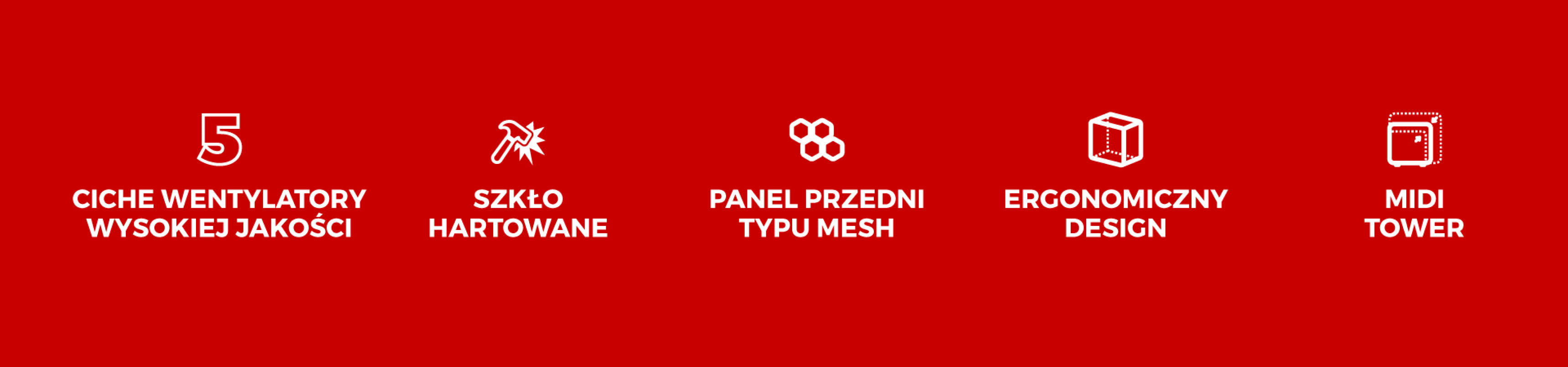 Czarna obudowa Genesis Irid 505F MIDI typu tower z oknem z hartowanego szkła, wyposażona w pięć cichych wentylatorów wysokiej jakości i przedni panel z siatki mesh.