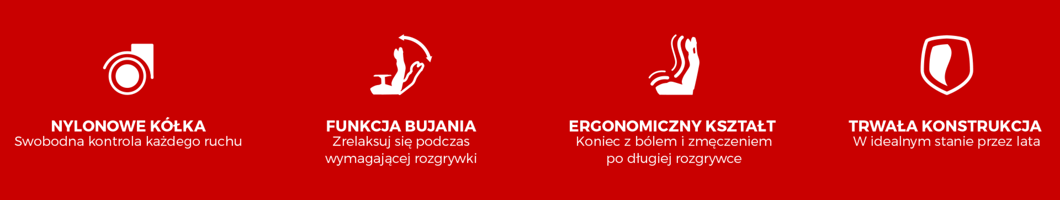 Różowo-biały fotel do gier o ergonomicznym kształcie, z nylonowymi kółkami, funkcją odchylania i wytrzymałą konstrukcją.
