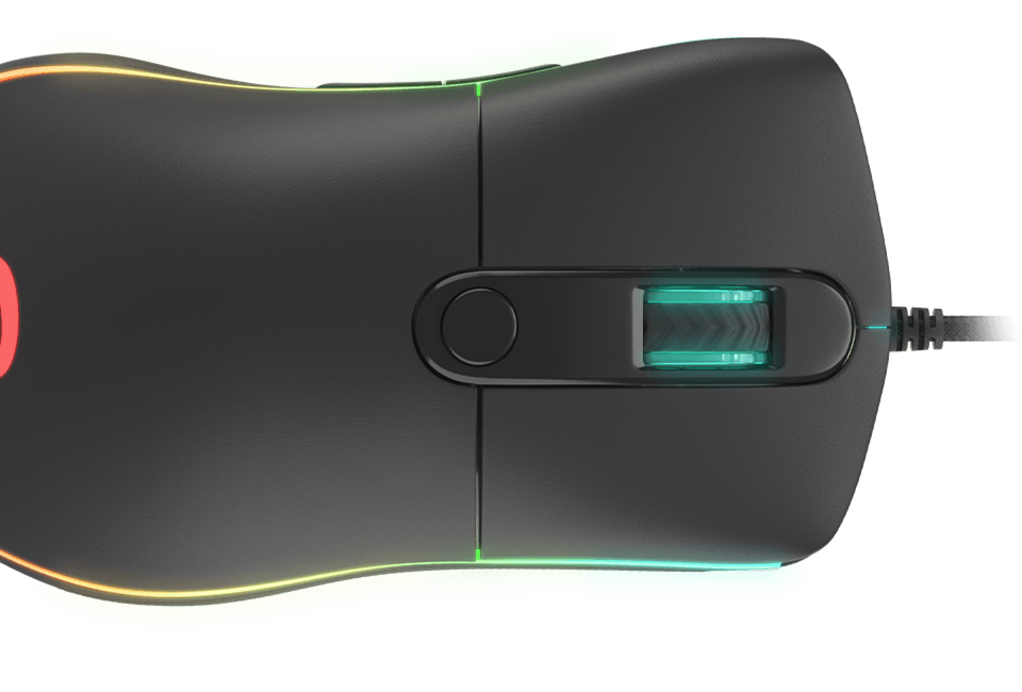 Czarna mysz gamingowa Genesis Krypton 510 z podświetleniem RGB, wyposażona w rolkę przewijania i przycisk regulacji DPI na górze.