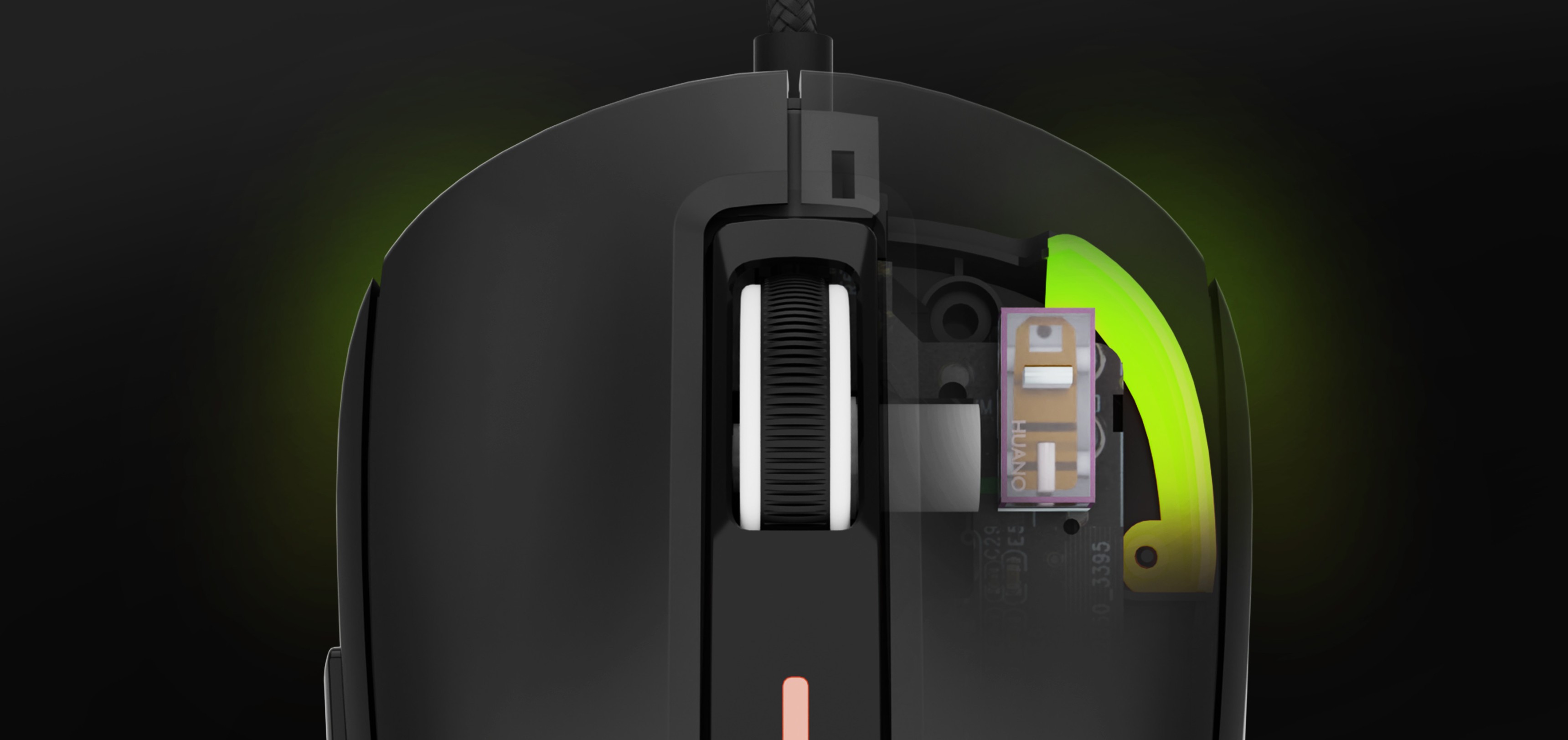 Czarna mysz do gier Genesis Krypton 660 prezentuje wewnętrzne komponenty, posiada podświetlenie RGB i konfigurowalne przyciski