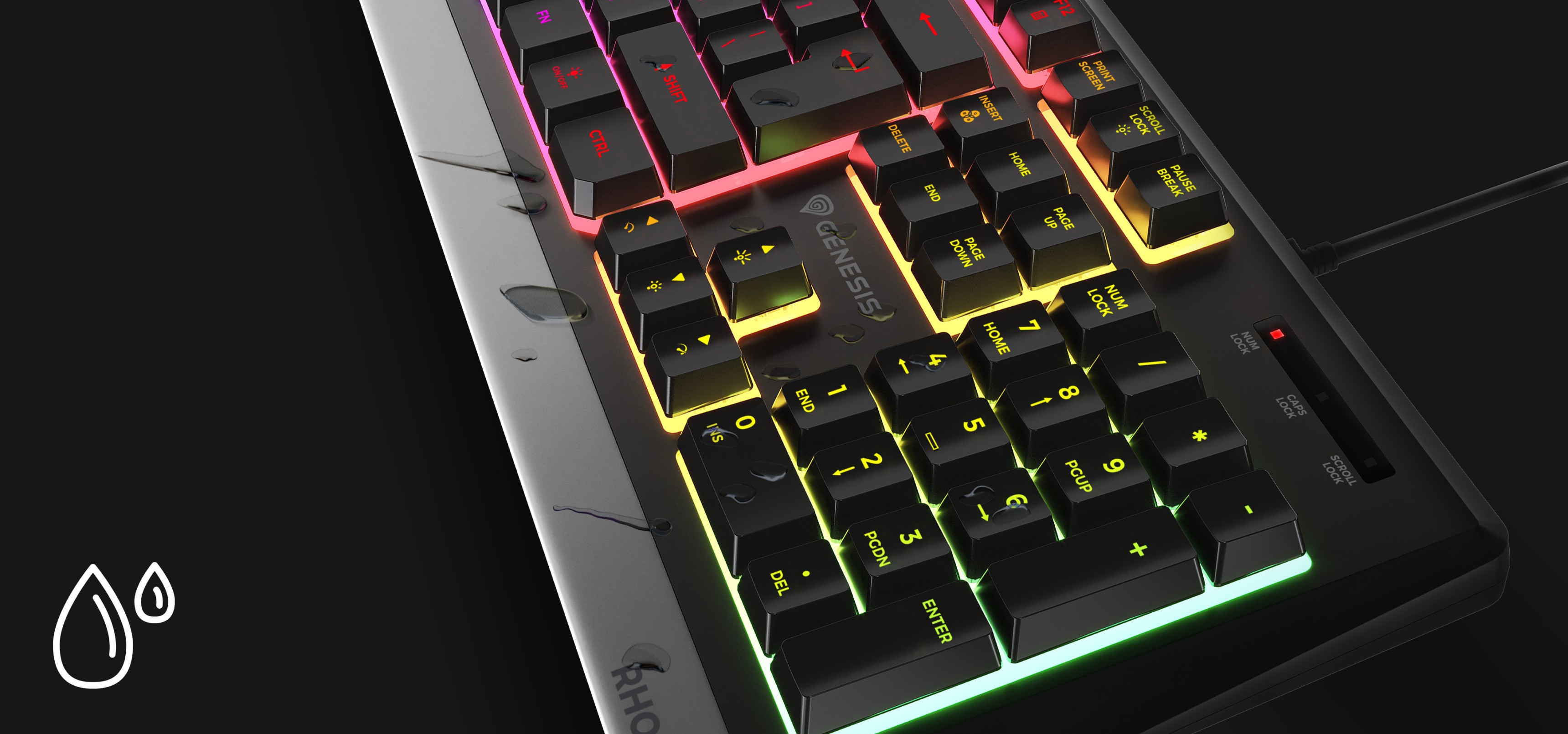 Klawiatura do gier RGB z konfigurowalnym podświetleniem, eleganckim wyglądem i wodoodpornymi klawiszami