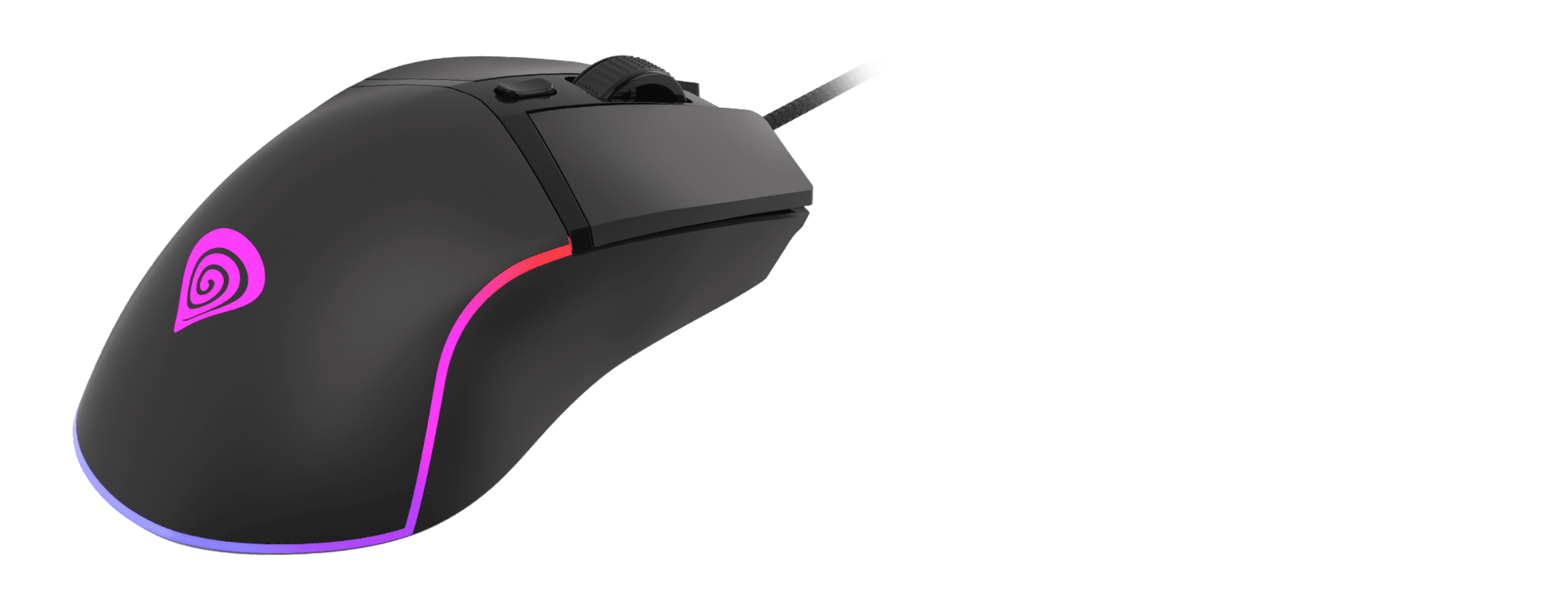 Czarna mysz do gier z podświetleniem RGB, regulacją do 6400 DPI, eleganckim wyglądem i programowalnymi przyciskami