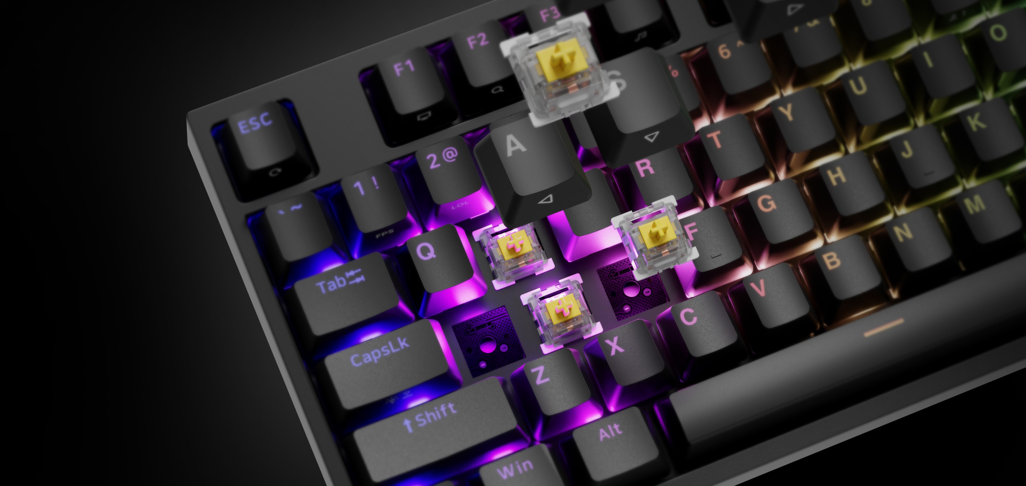 Mechaniczna klawiatura do gier z podświetleniem RGB i przełącznikami Gateron Yellow Pro z podświetlanymi klawiszami