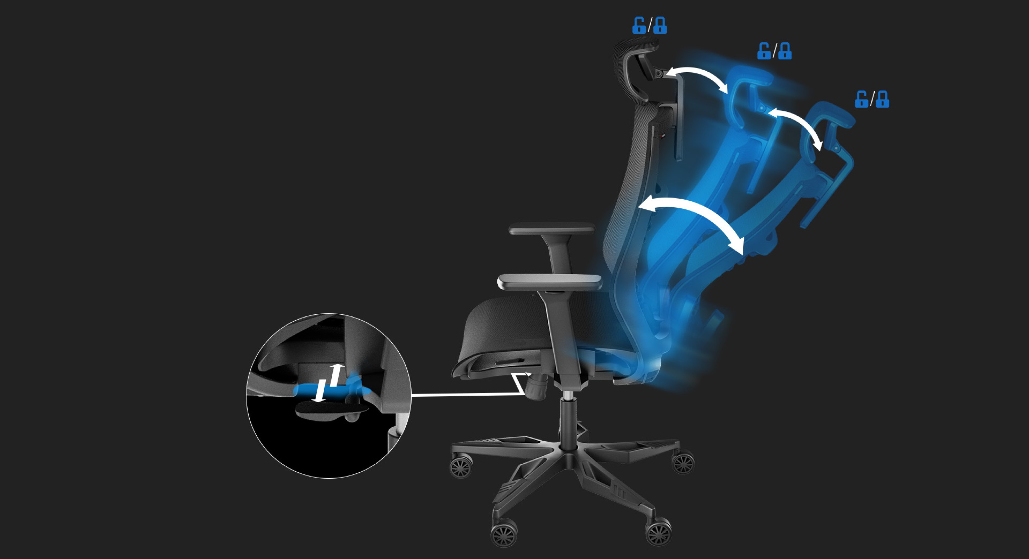 Ergonomiczne, czarne krzesło biurowe z regulowanymi funkcjami i funkcją odchylania zapewnia optymalny komfort.