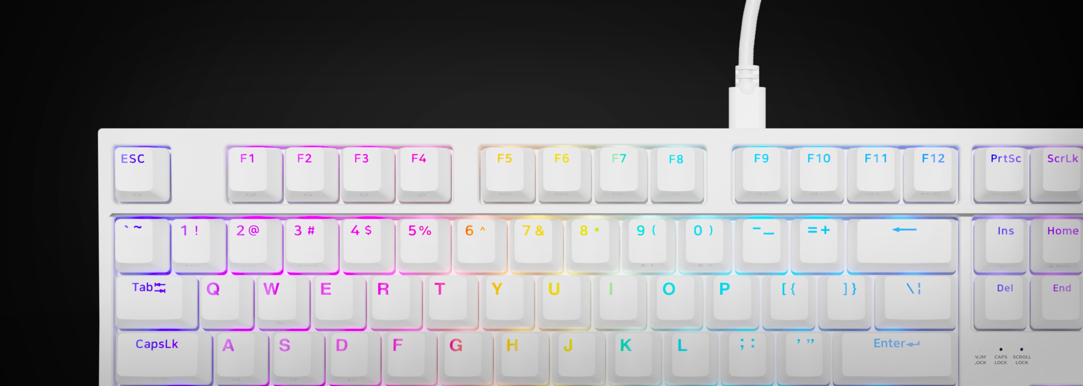 Podświetlana na biało klawiatura mechaniczna RGB z przełącznikami Gateron Yellow o eleganckim wyglądzie i żywych efektach świetlnych