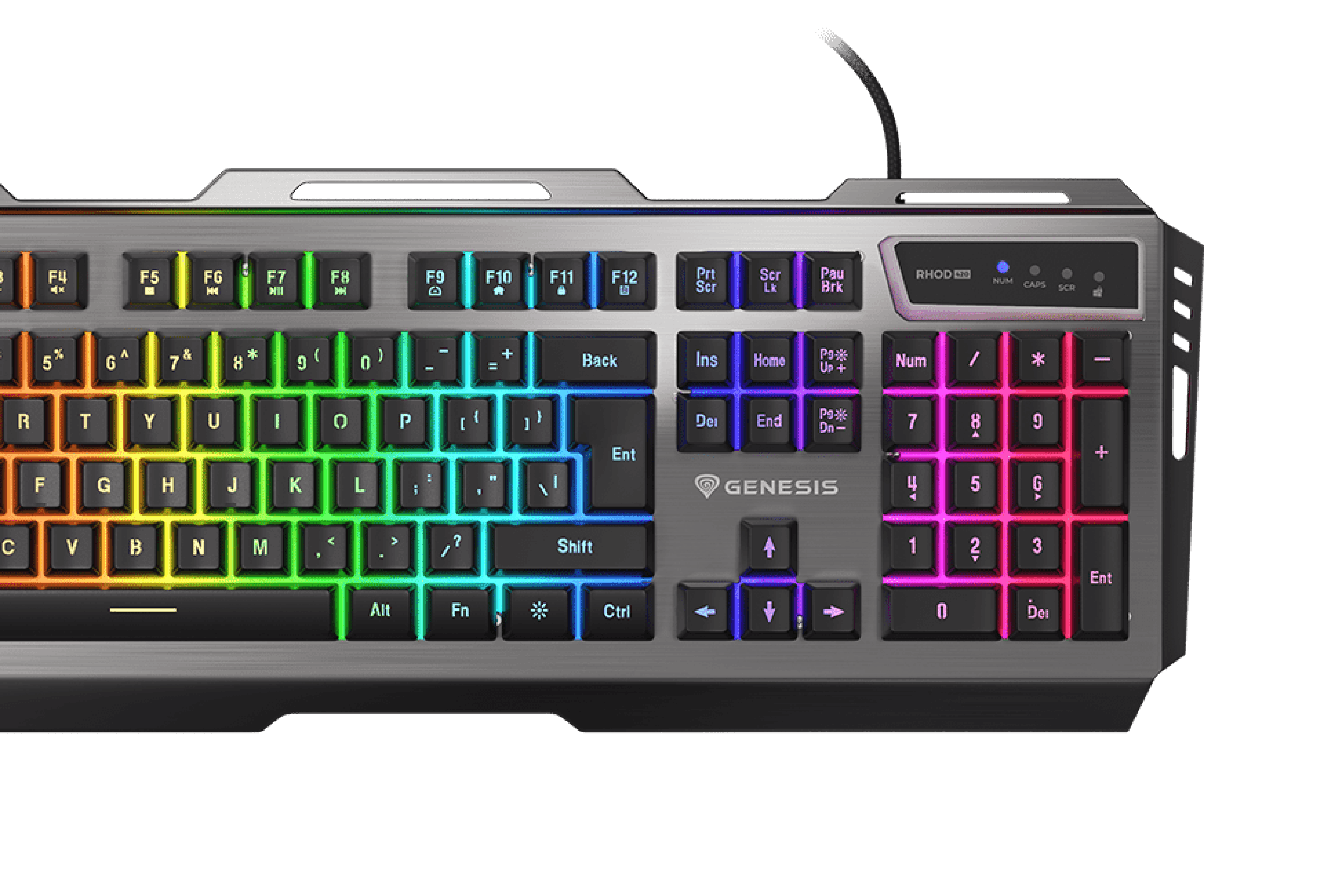 Klawiatura do gier RGB o eleganckim wyglądzie, z konfigurowalnym podświetleniem klawiszy i wytrzymałą konstrukcją
