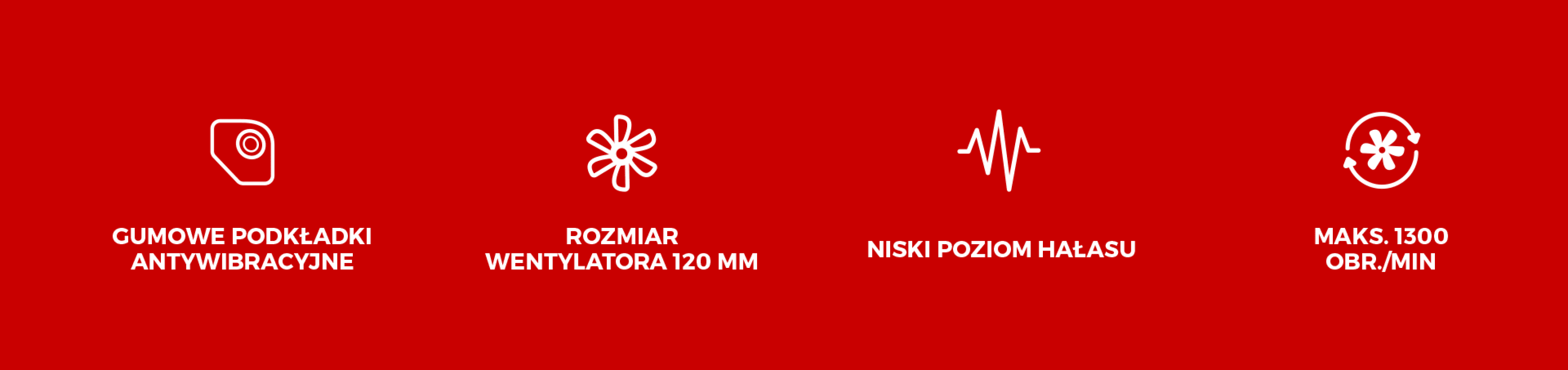 Szczegóły WENTYLATOR GENESIS OXAL 120, w tym podkładki antywibracyjne, rozmiar 120 mm, niski poziom hałasu i maksymalna prędkość 1300 obr.