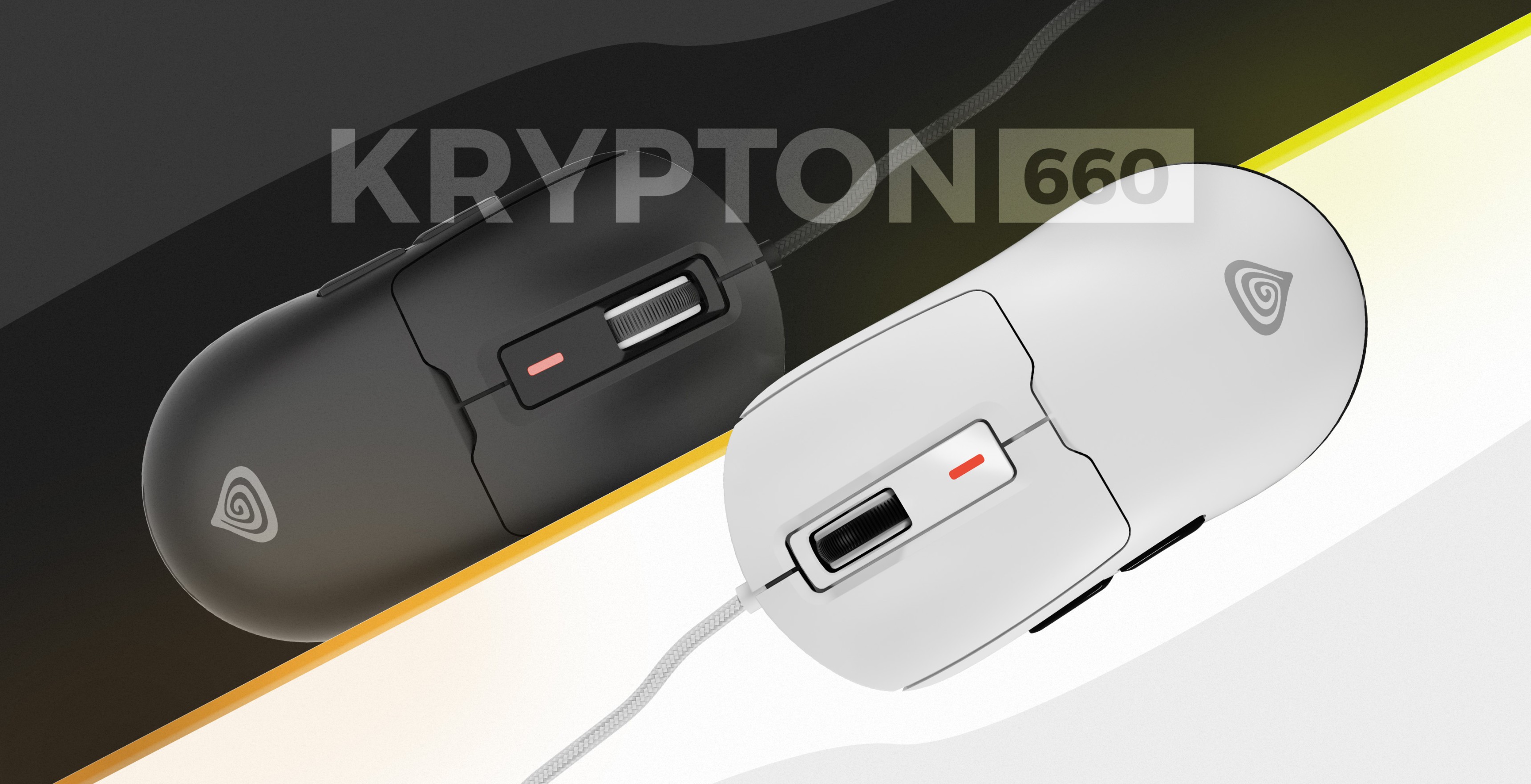 Czarno-białe myszy gamingowe Genesis Krypton 660 z programowalnymi przyciskami i podświetleniem RGB
