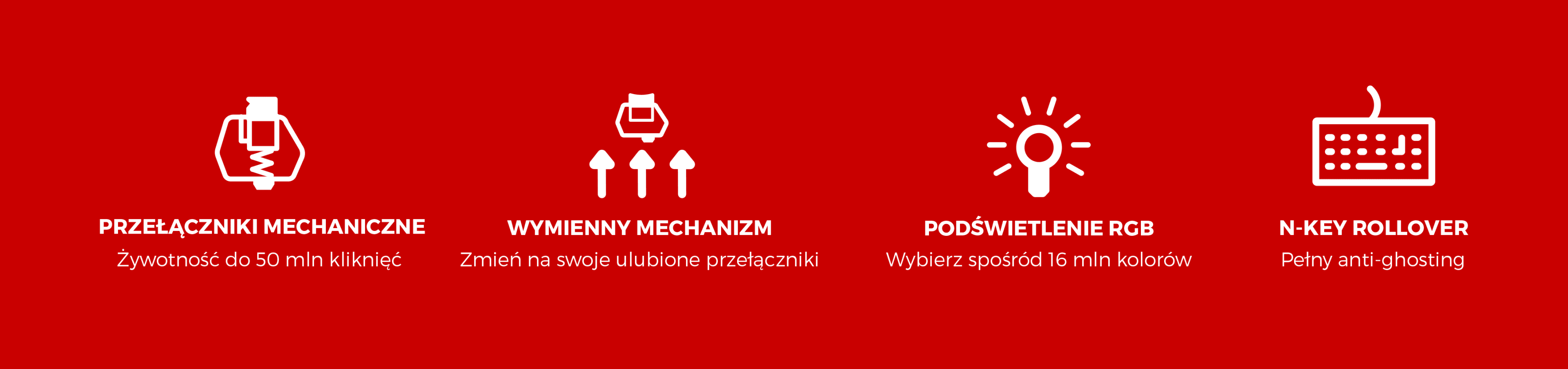 Cechy klawiatury Genesis Thor 404: przełączniki mechaniczne, konfigurowalna mechanika, podświetlenie RGB i N-Key rollover