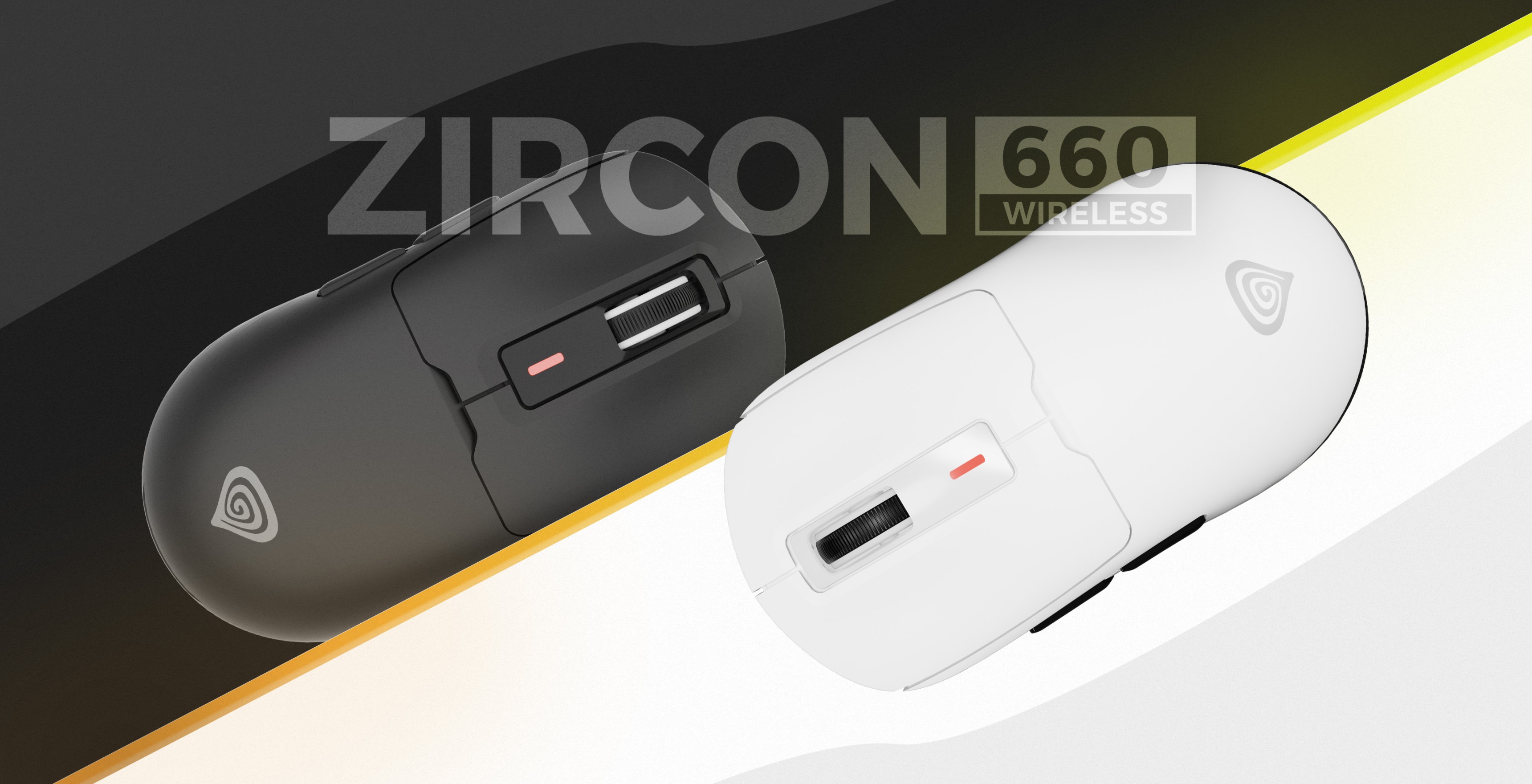 Bezprzewodowa mysz do gier Genesis Zircon 660 w kolorze czarnym i białym, z konfigurowalnymi ustawieniami DPI do 12000