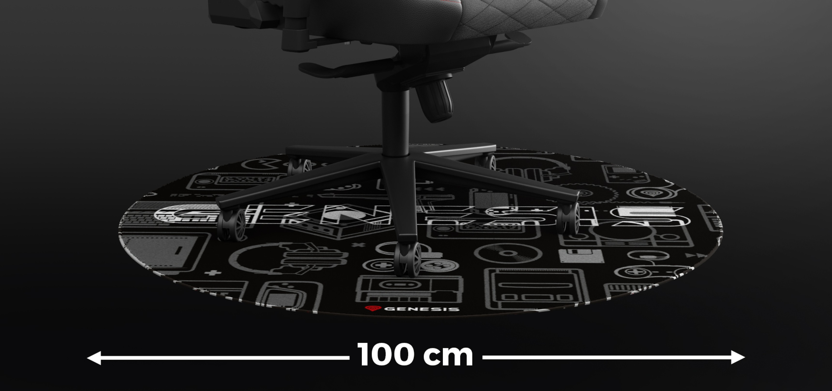 Okrągła mata ochronna o średnicy 100 cm z różnymi wzorami graficznymi pod krzesło