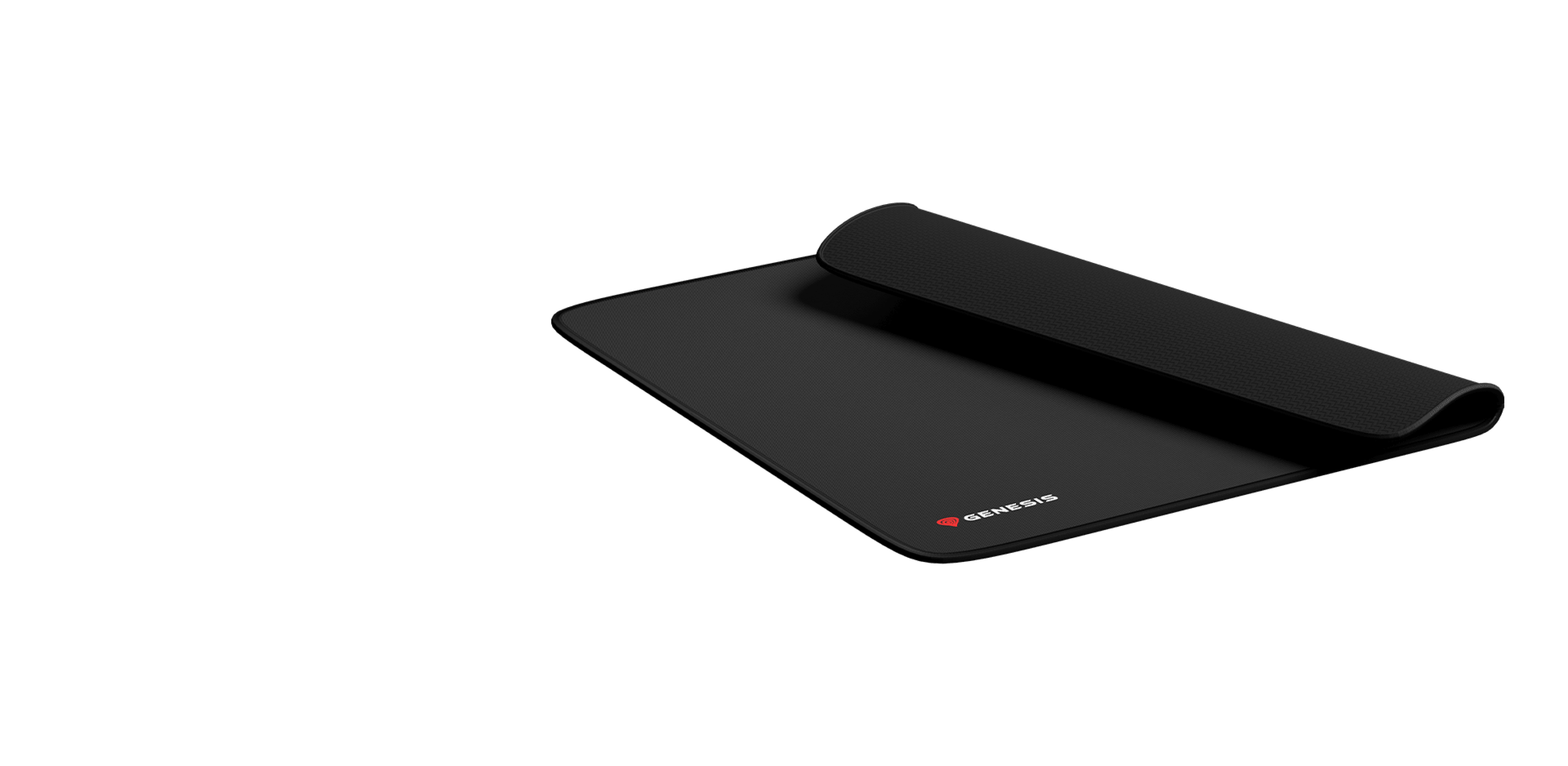 Czarna podkładka pod mysz dla graczy o gładkiej powierzchni, z logo Genesis i wymiarach 250x210 mm