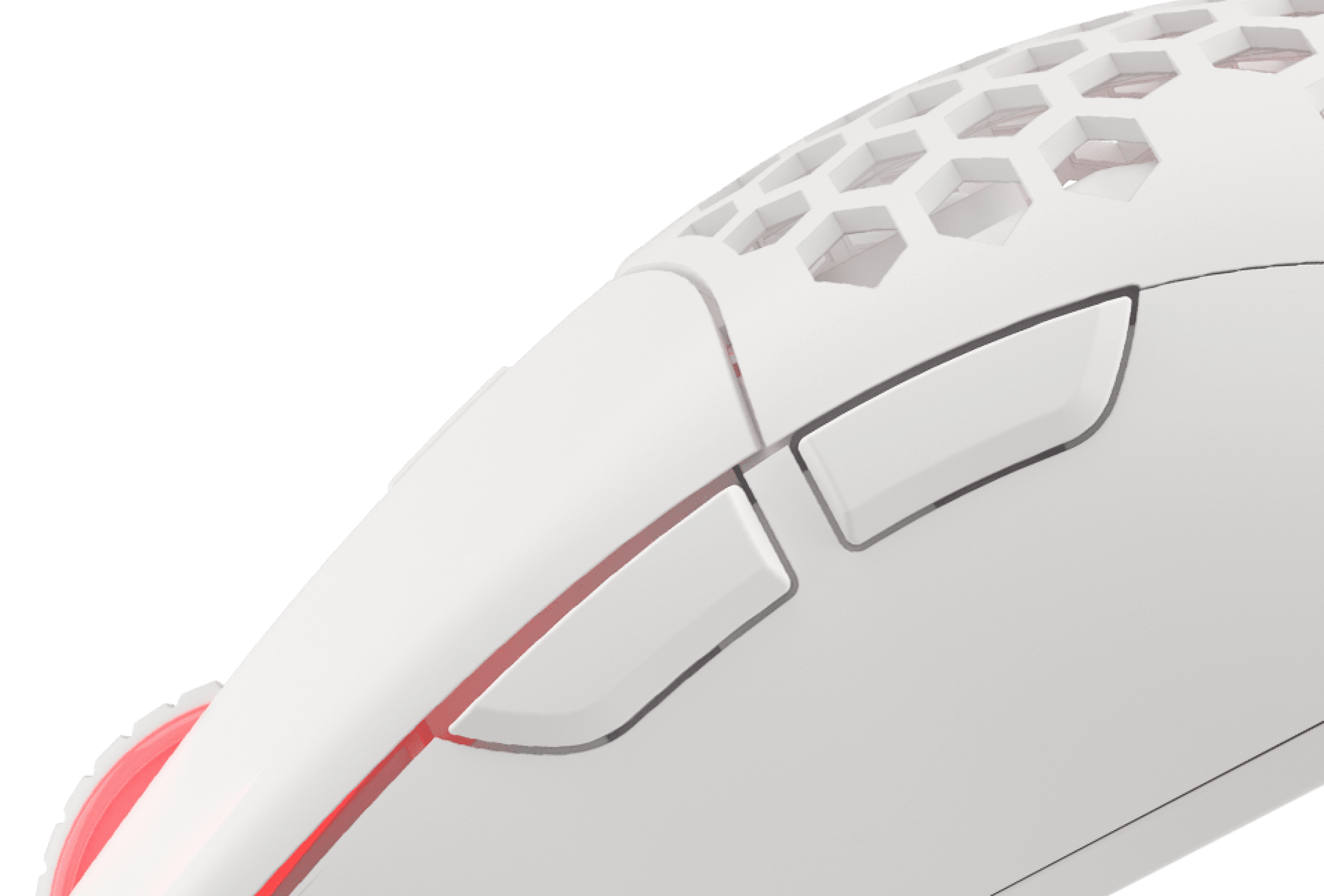 Biała mysz do gier z podświetleniem RGB, o konstrukcji plastra miodu i ergonomicznymi przyciskami dla lepszej wydajności w grach