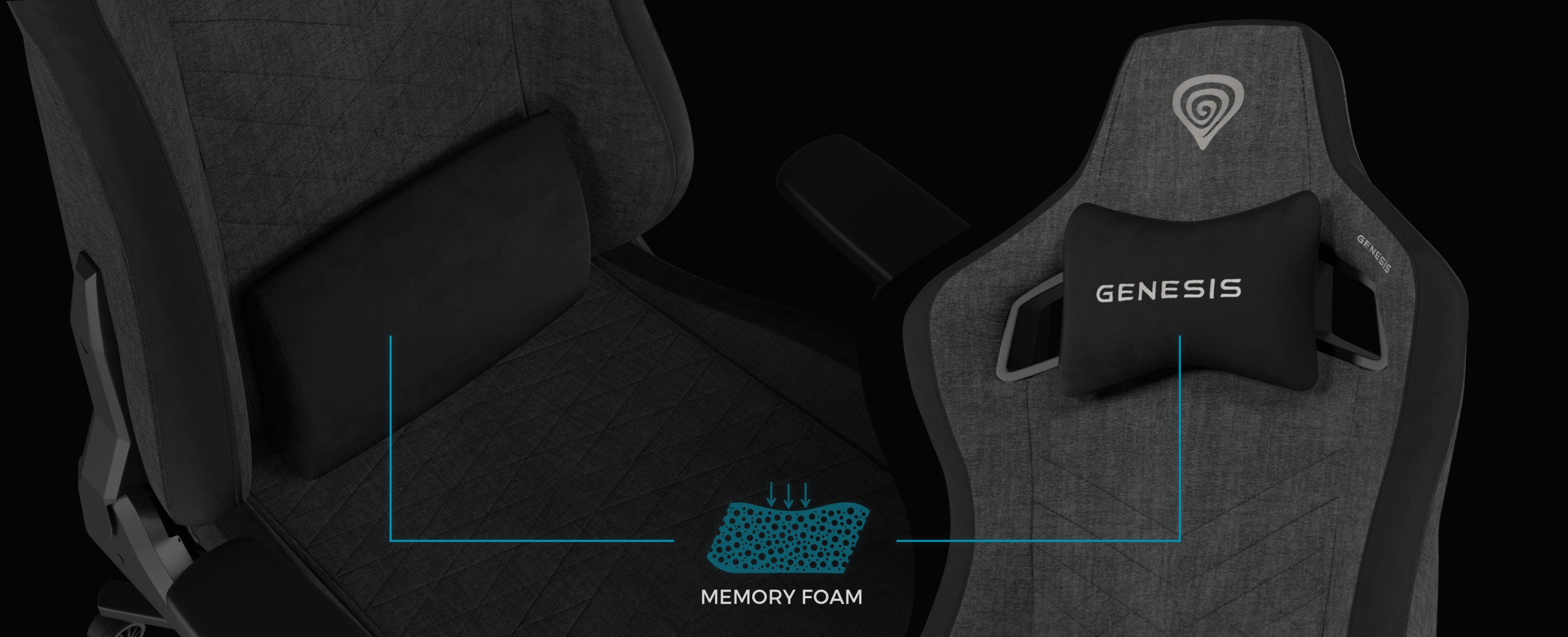 Szary fotel gamingowy Genesis Nitro 660 wyposażony w poduszkę z pianki z pamięcią kształtu i ergonomiczną konstrukcję zapewniającą komfort podczas długiej gry.