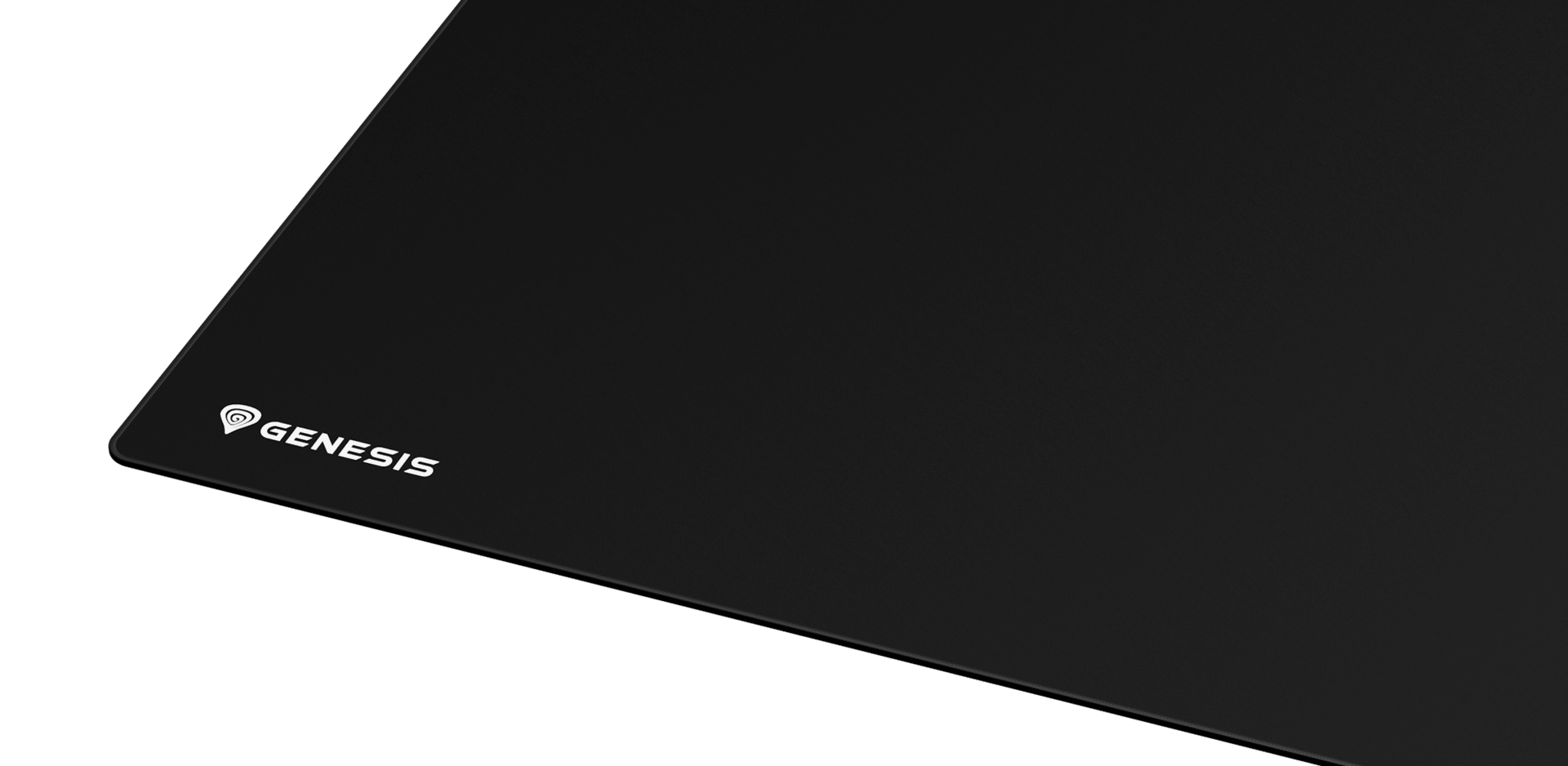 Czarna podkładka pod mysz Genesis Carbon 700 XL wykonana z Cordury, o wymiarach 450 x 400 mm, z elegancką powierzchnią i szczegółowym logo