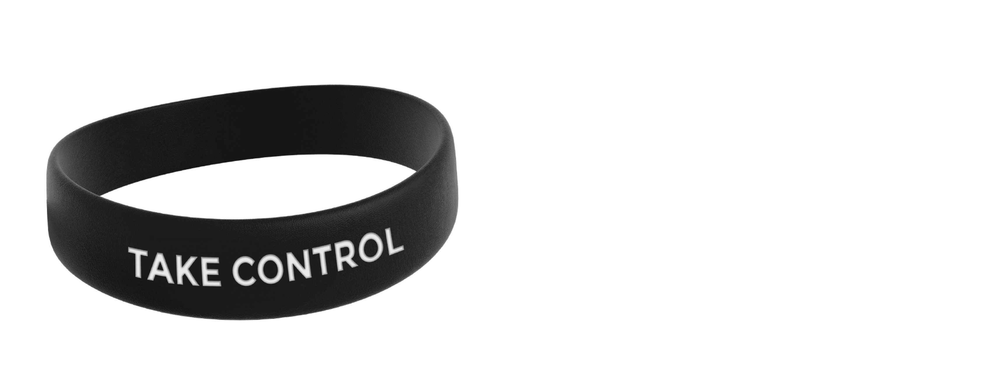 Czarna silikonowa opaska na rękę z napisem "TAKE CONTROL" w kolorze białym