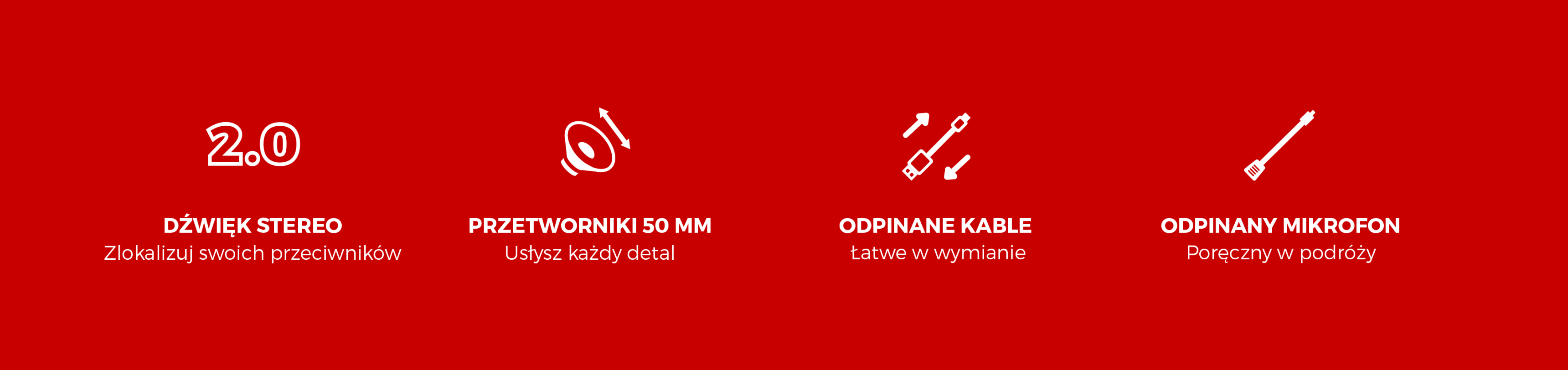 Białe słuchawki nauszne z odłączanym mikrofonem i dostosowywanymi kablami