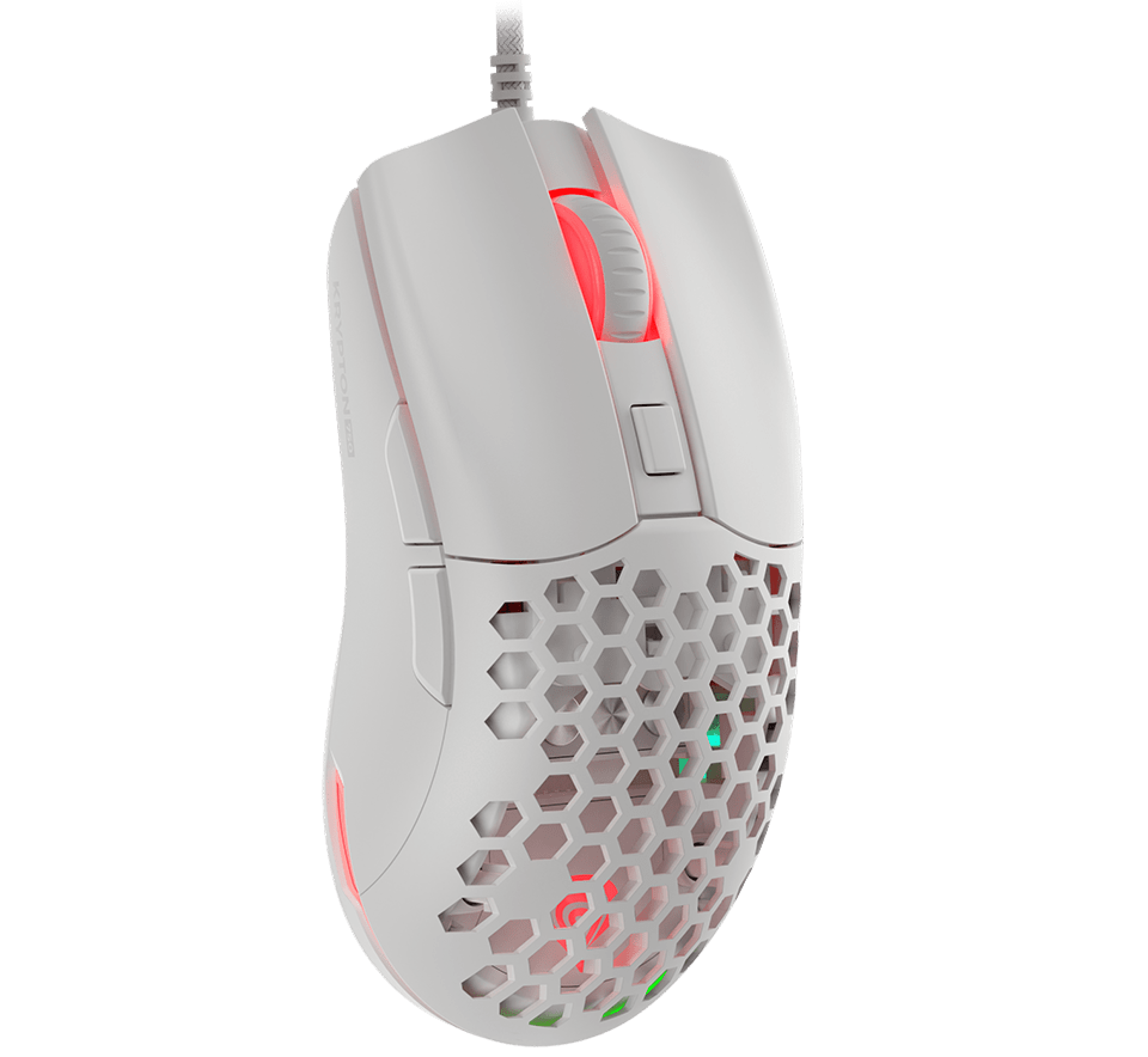 Lekka biała mysz do gier z podświetleniem RGB, wzorem plastra miodu, 8000 DPI i konfigurowalnymi przyciskami