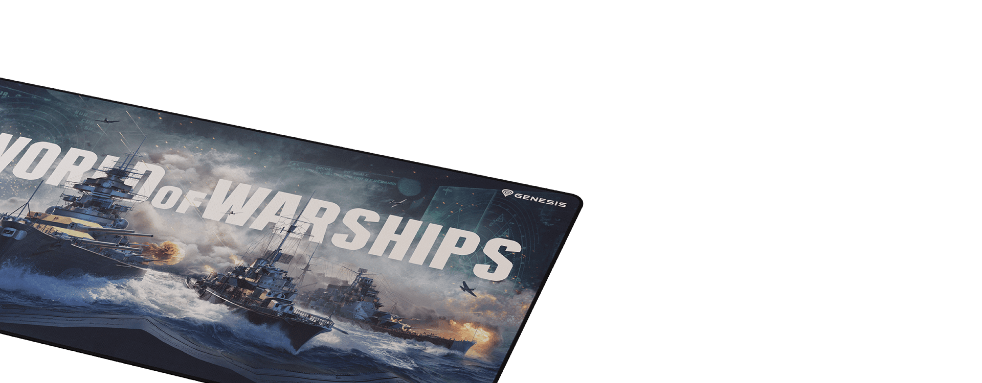 Duża podkładka pod mysz dla graczy w stylu "World of Warships" o wymiarach 900 x 450 mm z dynamicznym obrazem bitwy morskiej.
